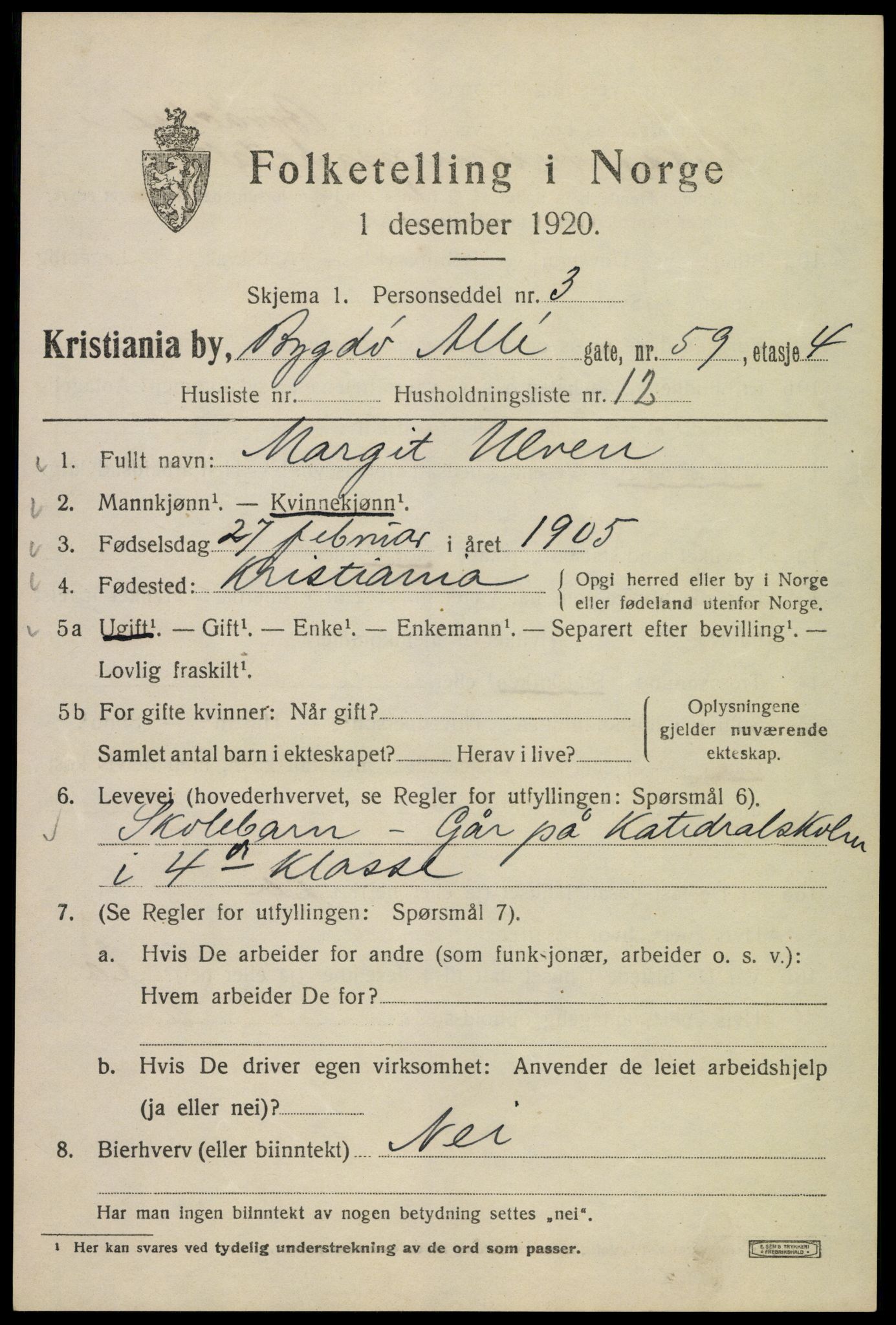 SAO, 1920 census for Kristiania, 1920, p. 179099