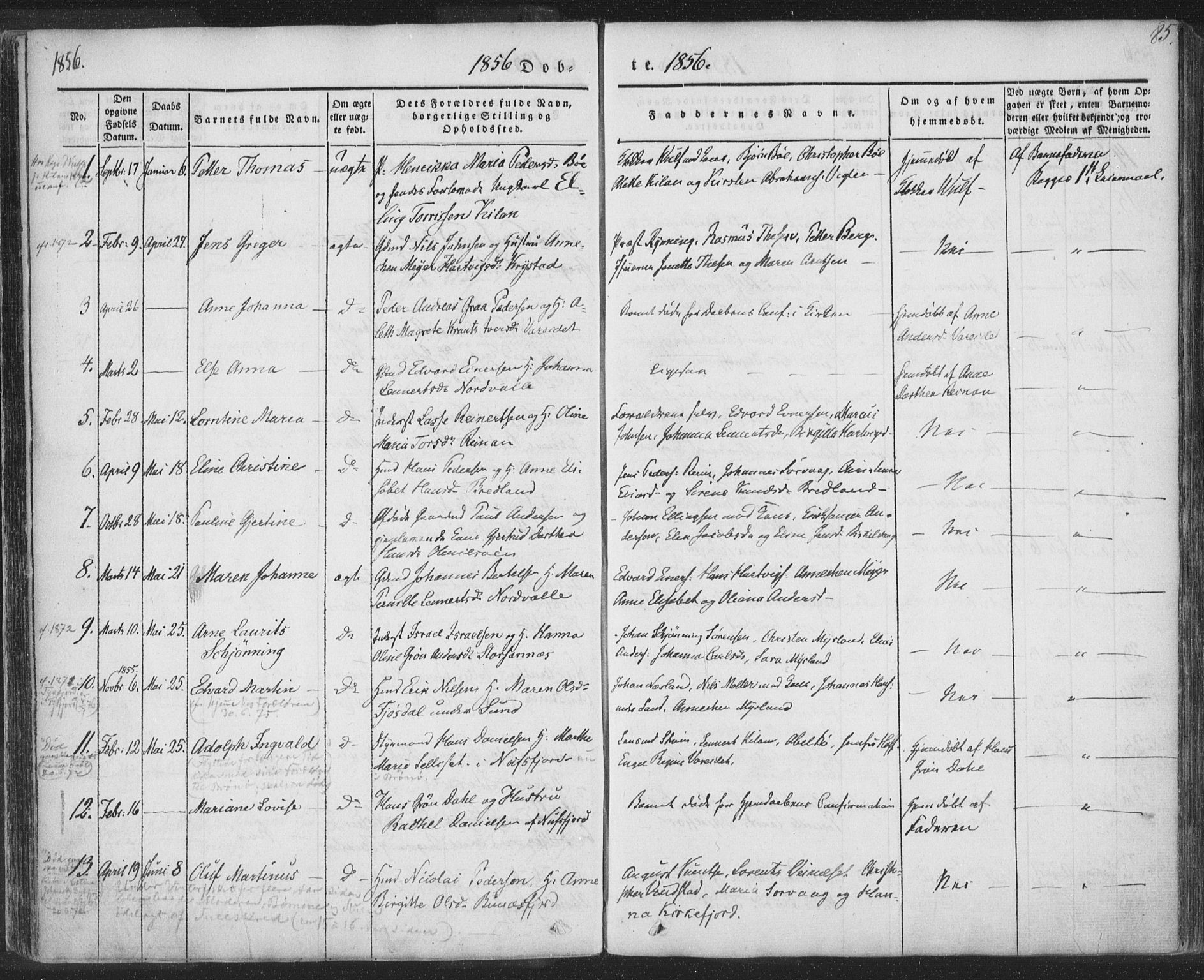 Ministerialprotokoller, klokkerbøker og fødselsregistre - Nordland, SAT/A-1459/885/L1202: Parish register (official) no. 885A03, 1838-1859, p. 85