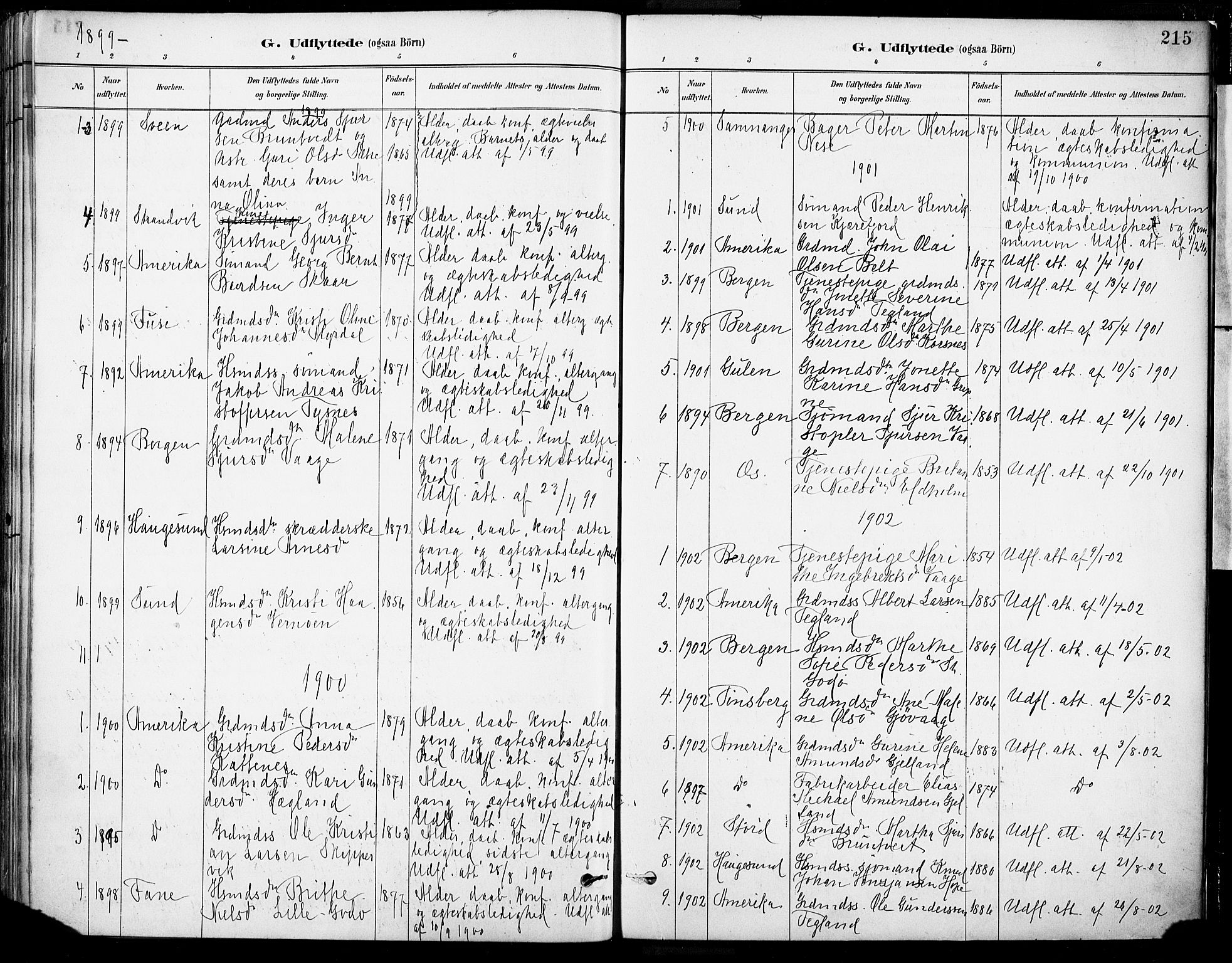 Tysnes sokneprestembete, SAB/A-78601/H/Haa: Parish register (official) no. B 1, 1887-1906, p. 215