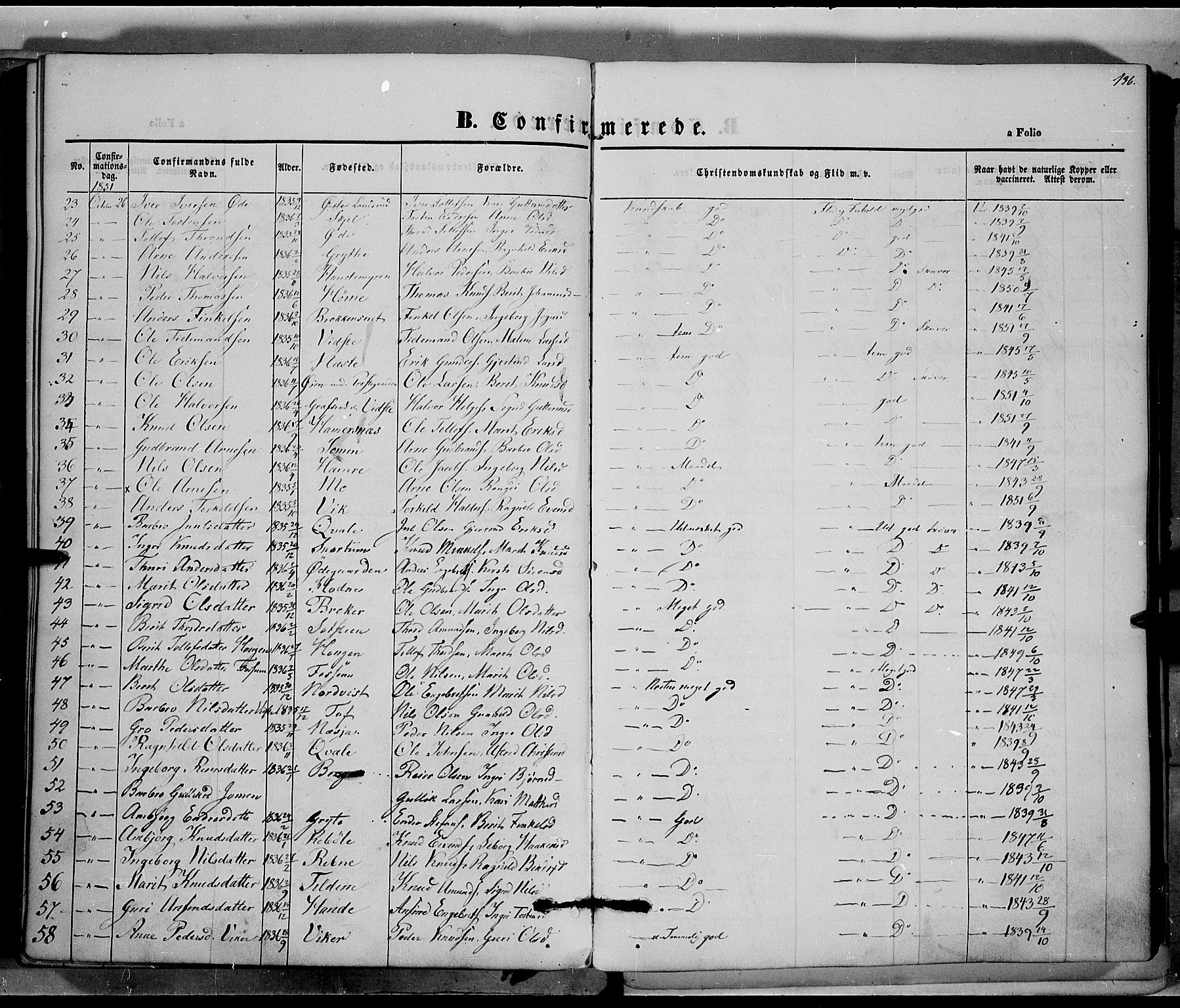 Vestre Slidre prestekontor, AV/SAH-PREST-136/H/Ha/Haa/L0001: Parish register (official) no. 1, 1844-1855, p. 136