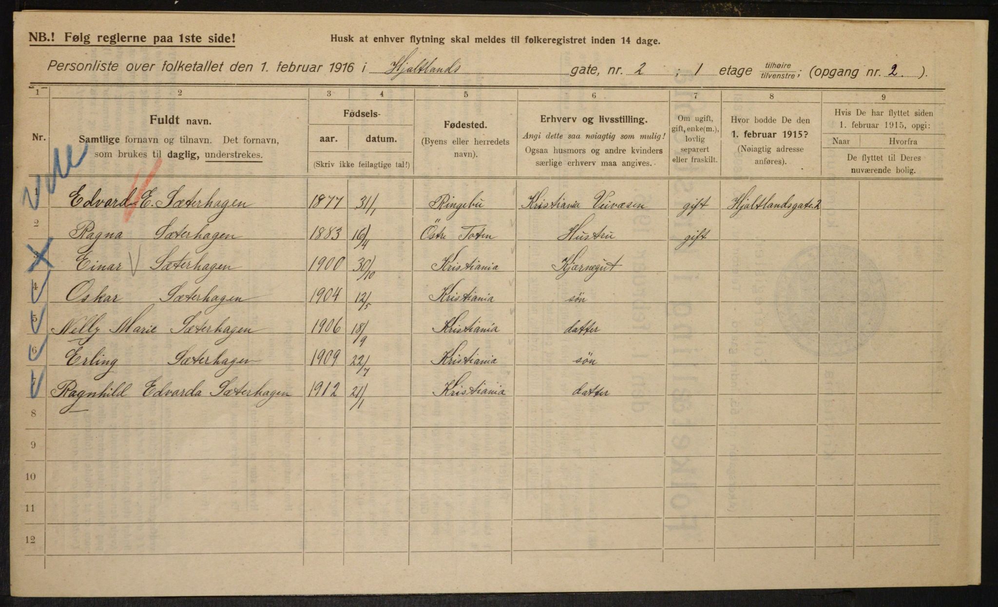 OBA, Municipal Census 1916 for Kristiania, 1916, p. 40797