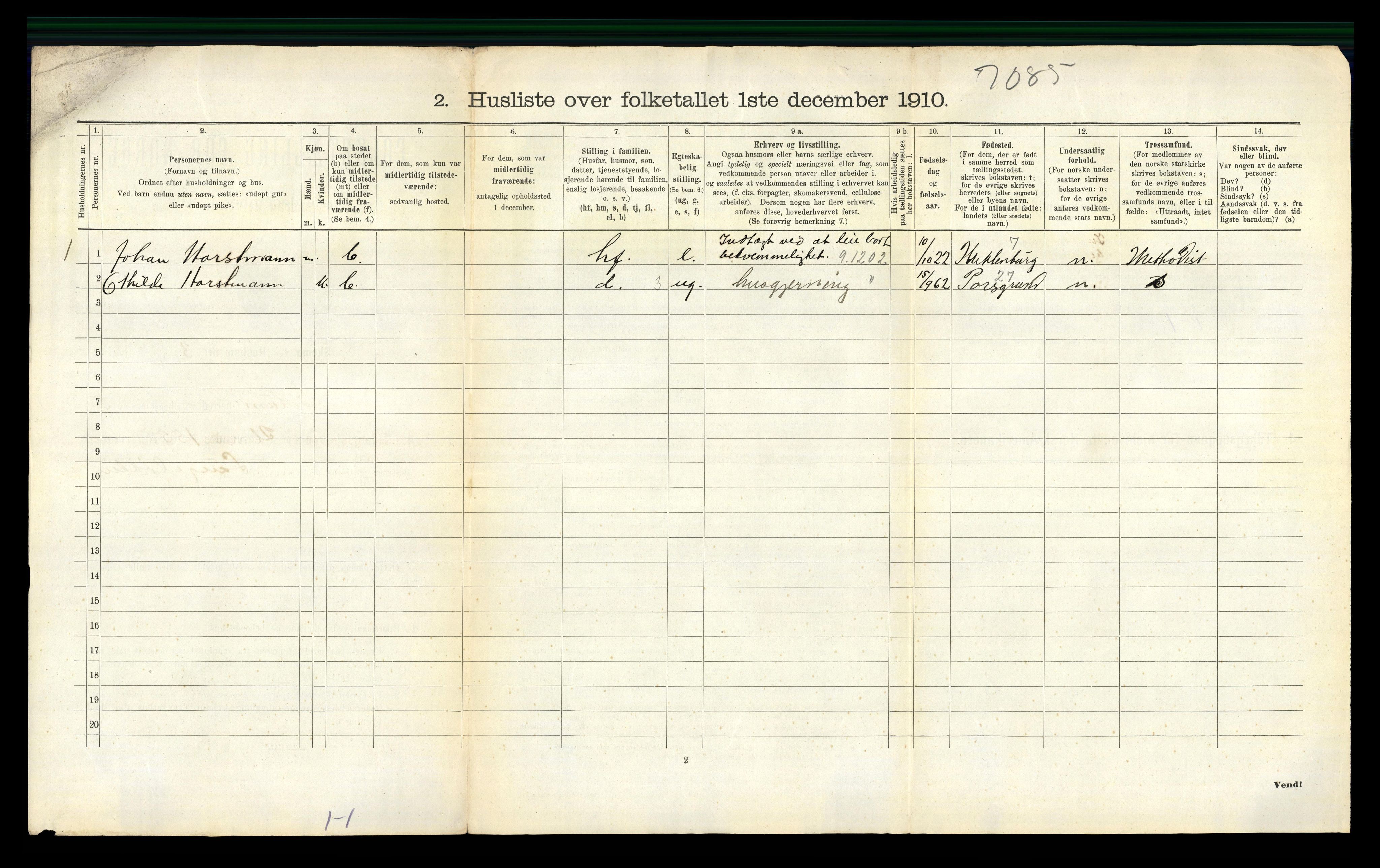 RA, 1910 census for Solum, 1910, p. 1170