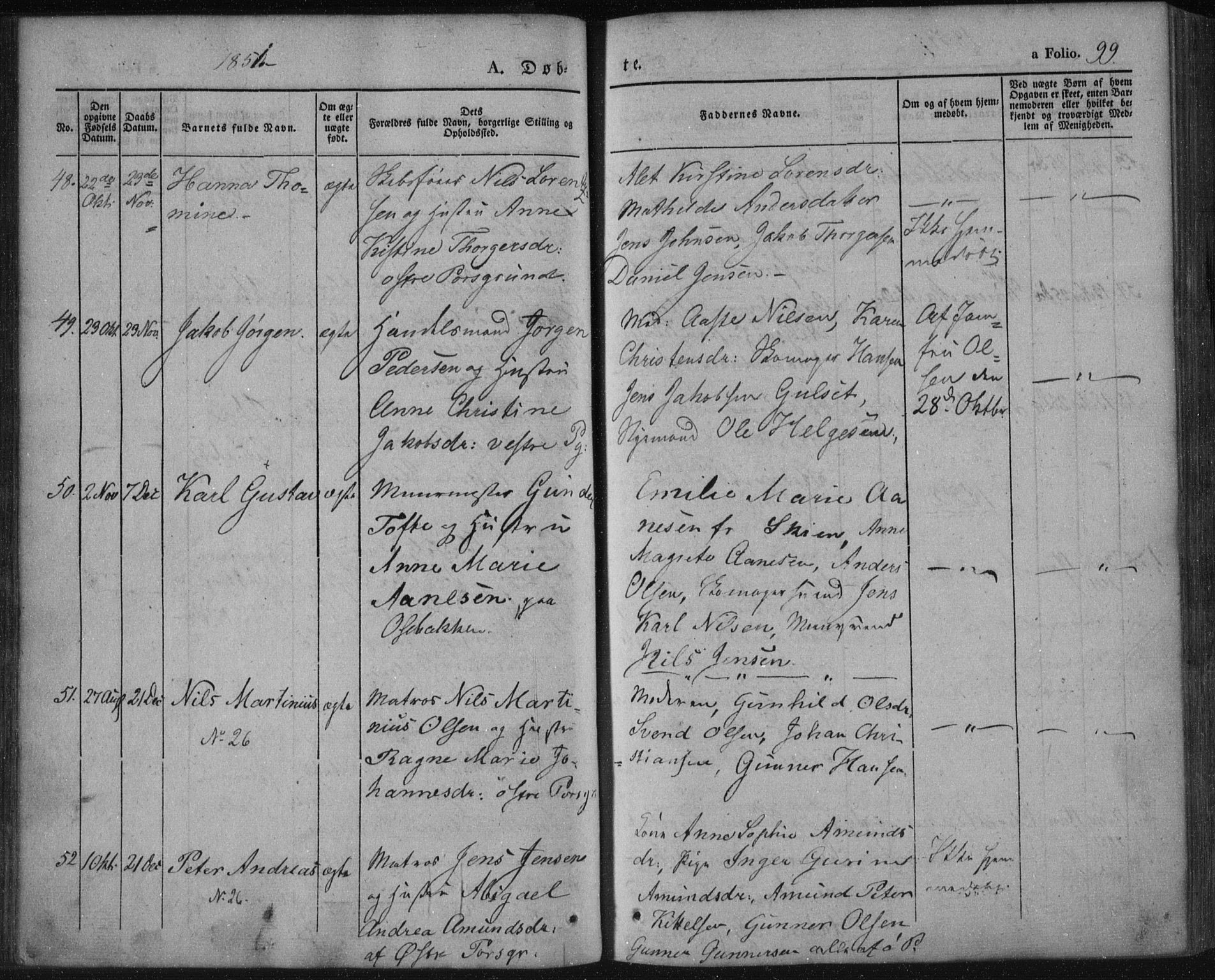 Porsgrunn kirkebøker , AV/SAKO-A-104/F/Fa/L0006: Parish register (official) no. 6, 1841-1857, p. 99