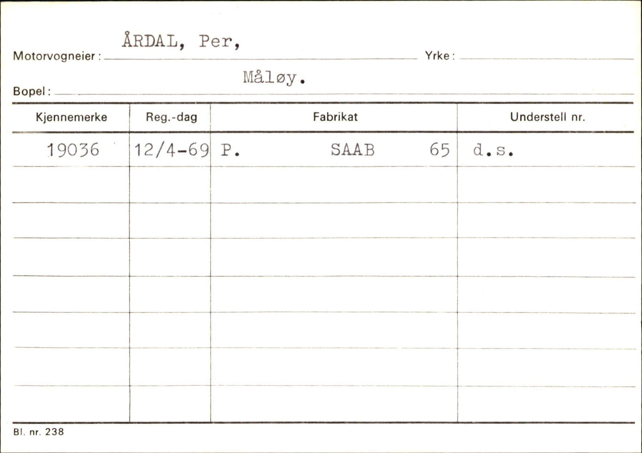 Statens vegvesen, Sogn og Fjordane vegkontor, SAB/A-5301/4/F/L0145: Registerkort Vågsøy S-Å. Årdal I-P, 1945-1975, p. 832