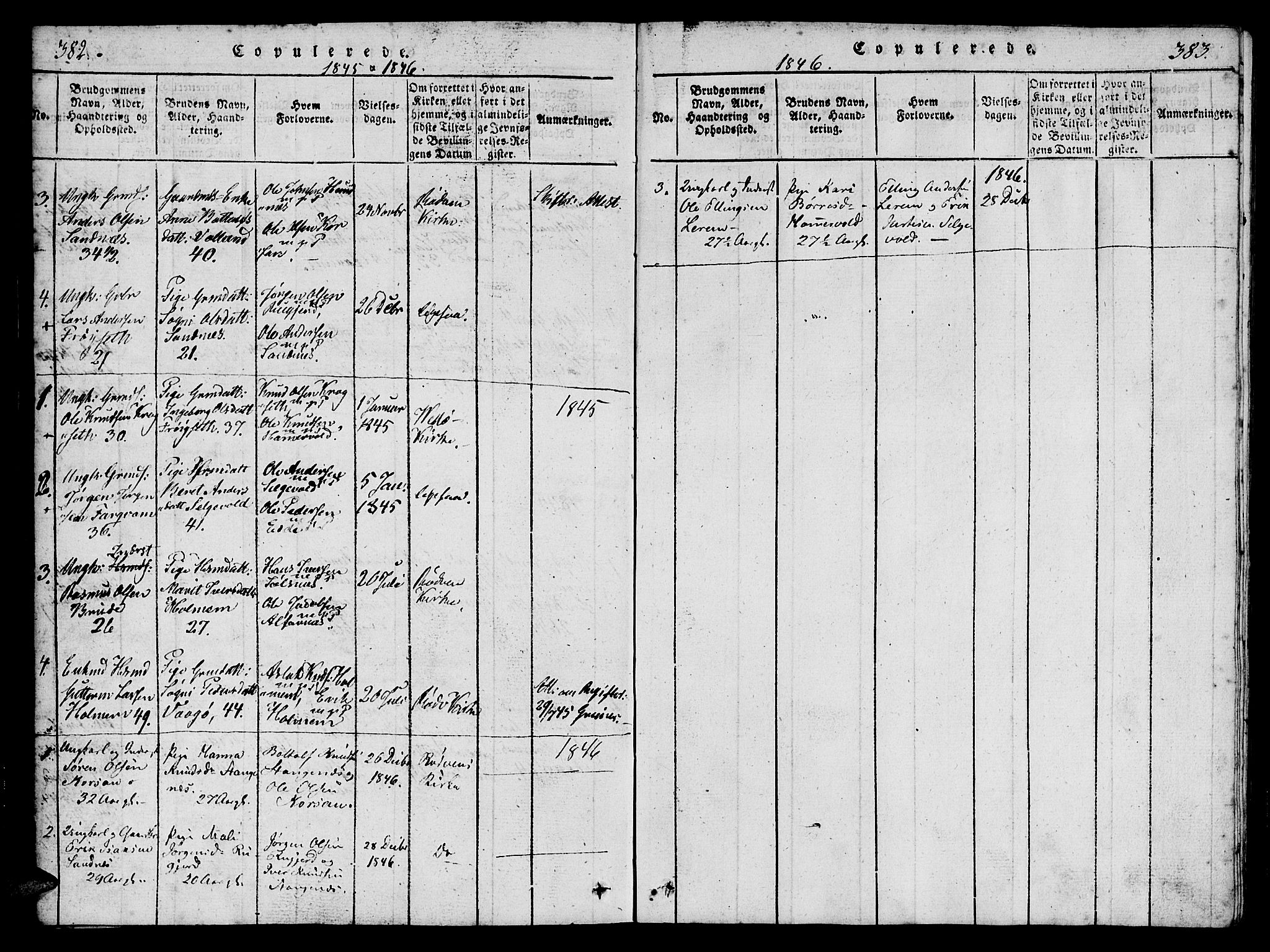 Ministerialprotokoller, klokkerbøker og fødselsregistre - Møre og Romsdal, AV/SAT-A-1454/548/L0612: Parish register (official) no. 548A01, 1818-1846, p. 382-383