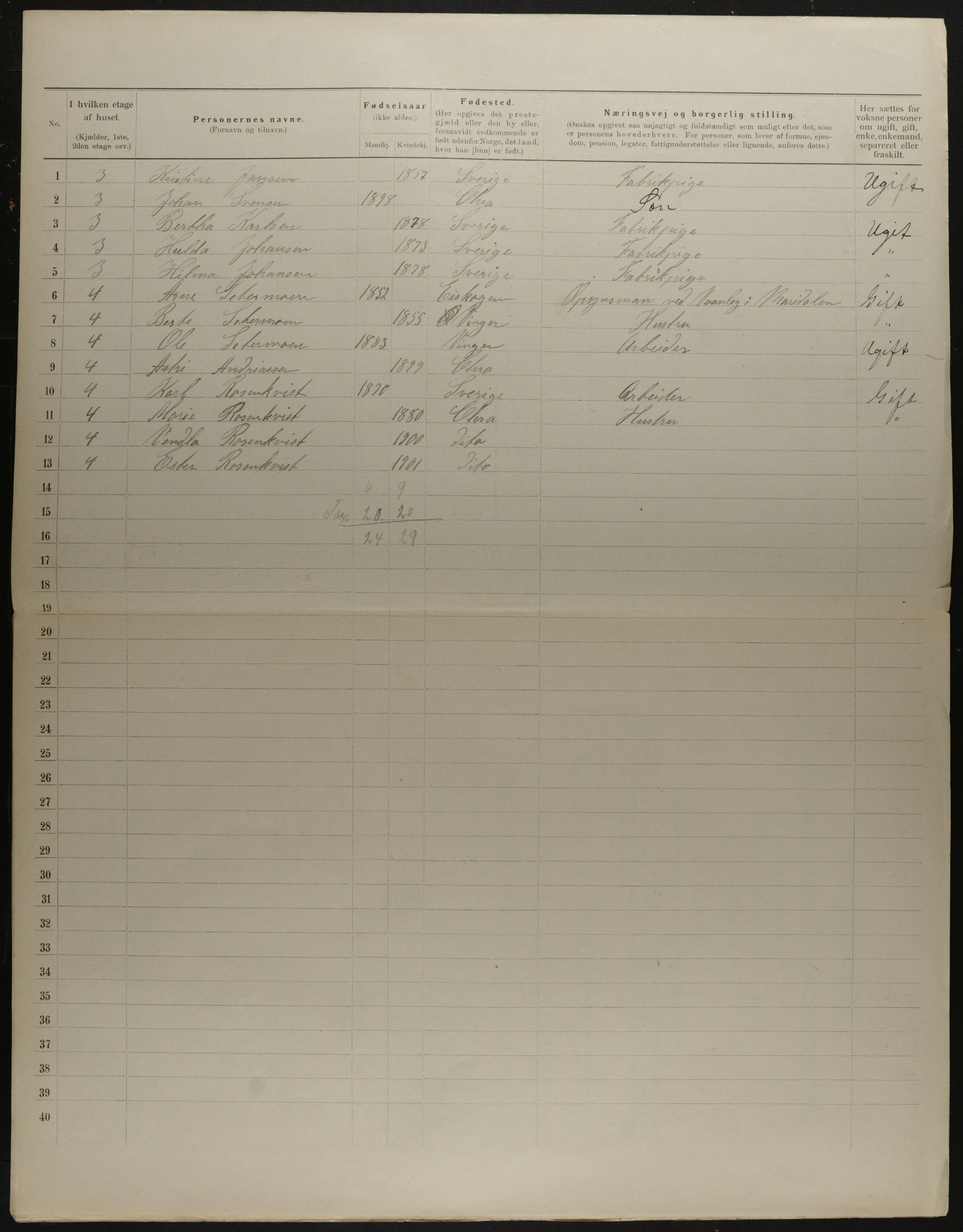 OBA, Municipal Census 1901 for Kristiania, 1901, p. 13846