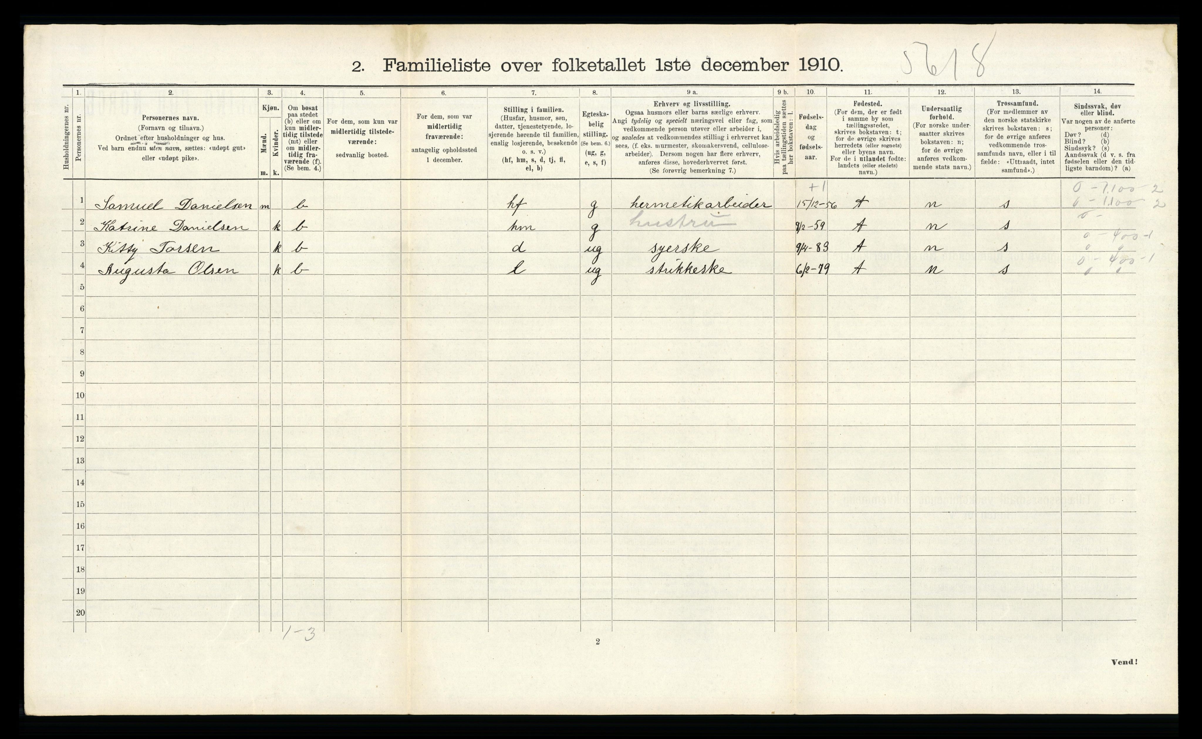 RA, 1910 census for Stavanger, 1910, p. 14765