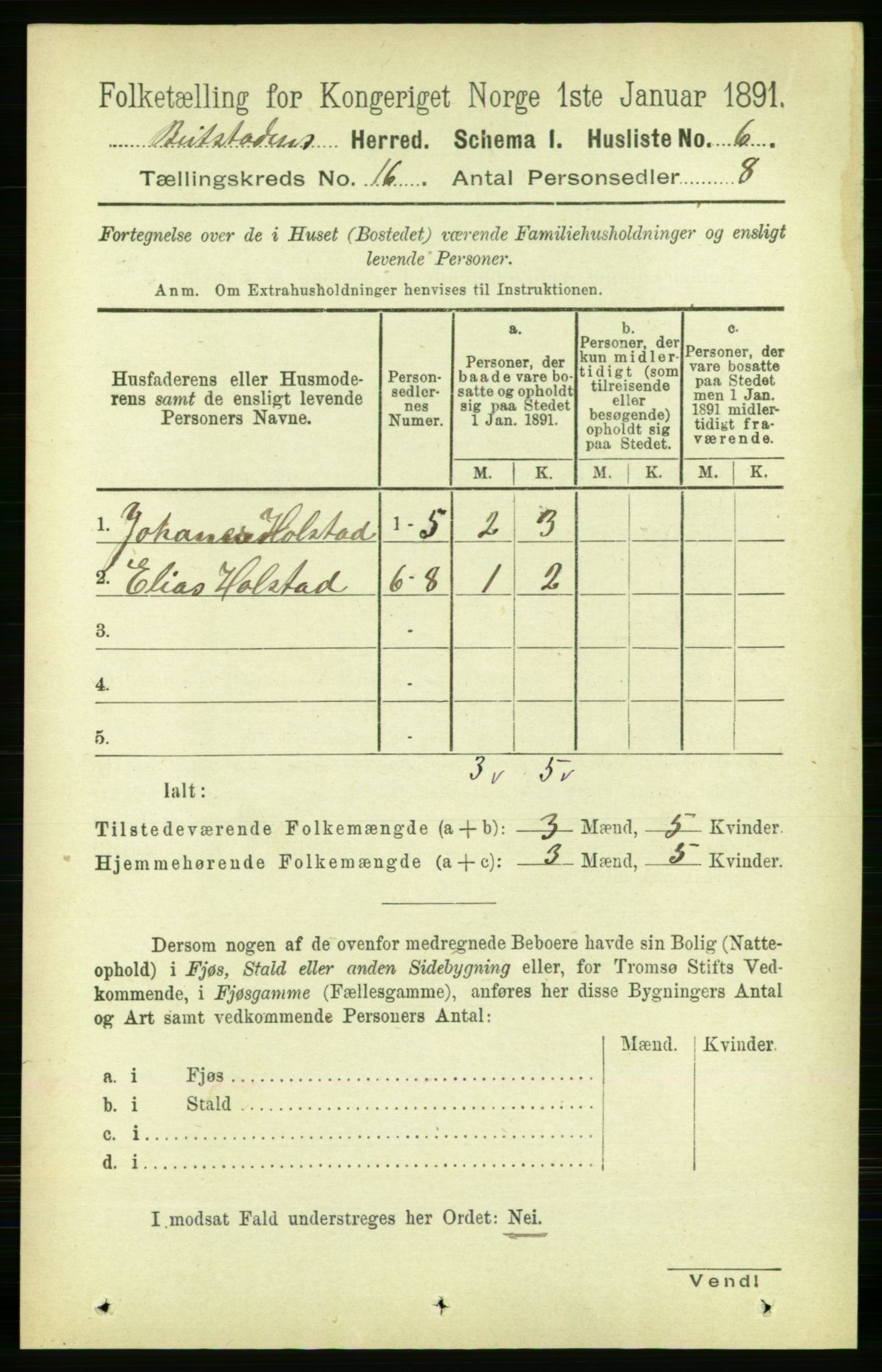 RA, 1891 census for 1727 Beitstad, 1891, p. 4148