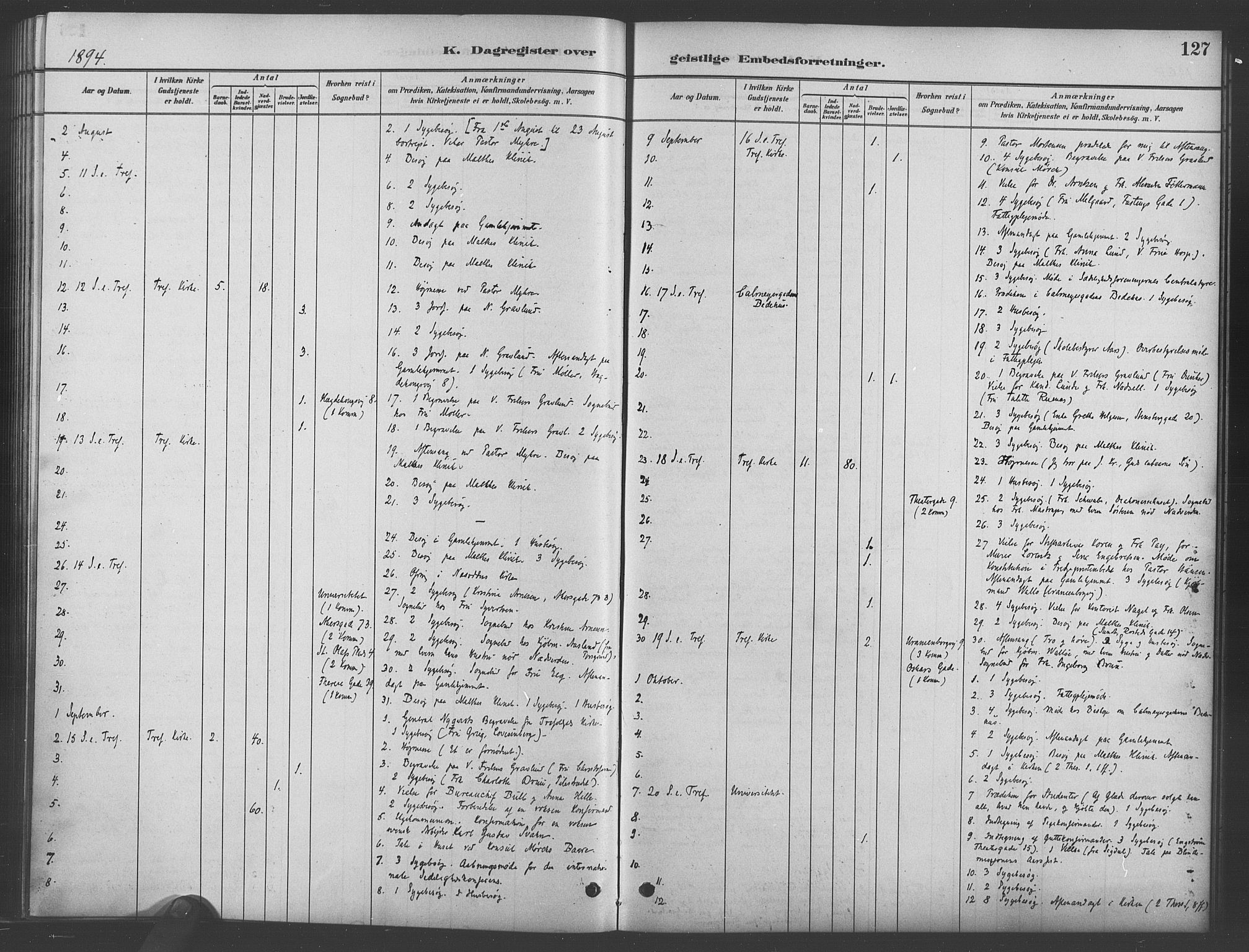 Trefoldighet prestekontor Kirkebøker, AV/SAO-A-10882/I/Ia/L0003: Diary records no. 3, 1881-1901, p. 127