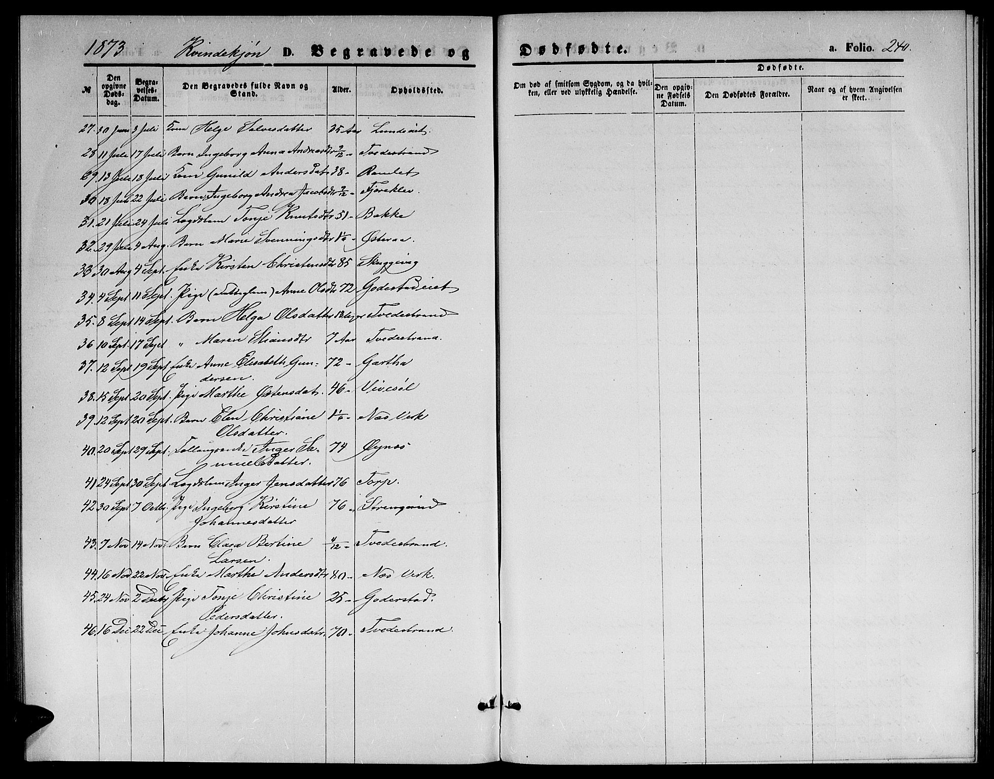 Holt sokneprestkontor, AV/SAK-1111-0021/F/Fb/L0009: Parish register (copy) no. B 9, 1871-1883, p. 240