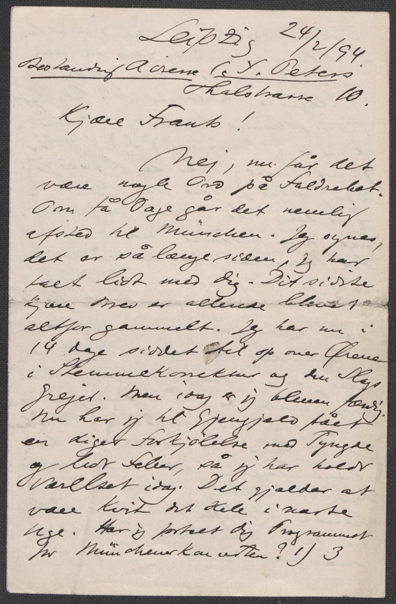 Beyer, Frants, AV/RA-PA-0132/F/L0001: Brev fra Edvard Grieg til Frantz Beyer og "En del optegnelser som kan tjene til kommentar til brevene" av Marie Beyer, 1872-1907, p. 415