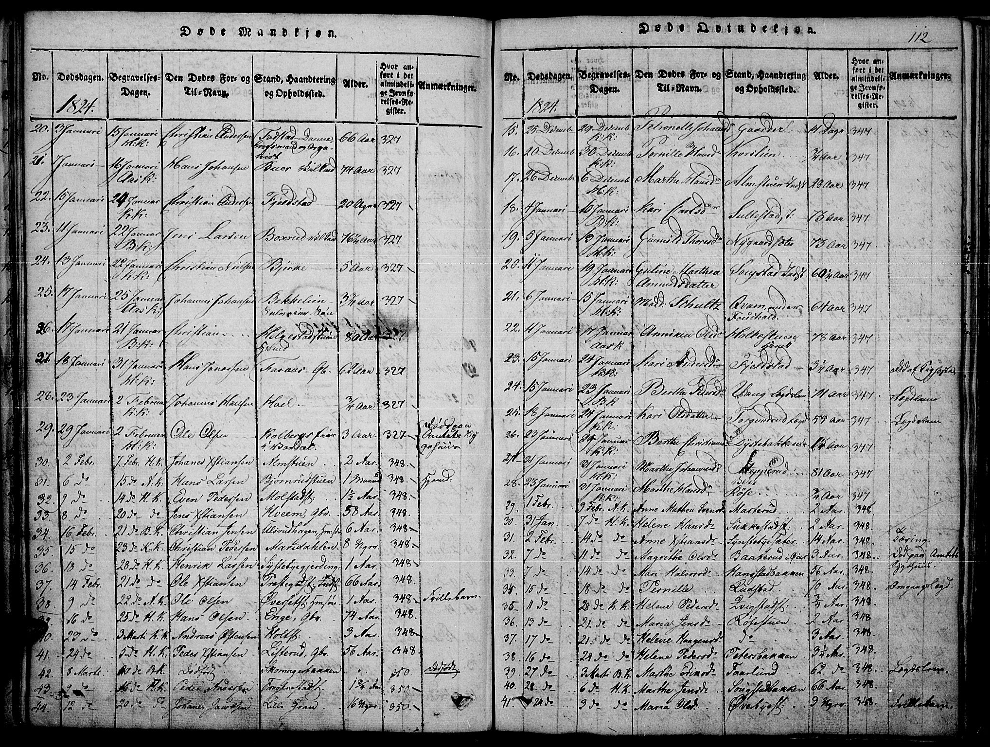 Toten prestekontor, SAH/PREST-102/H/Ha/Haa/L0010: Parish register (official) no. 10, 1820-1828, p. 112