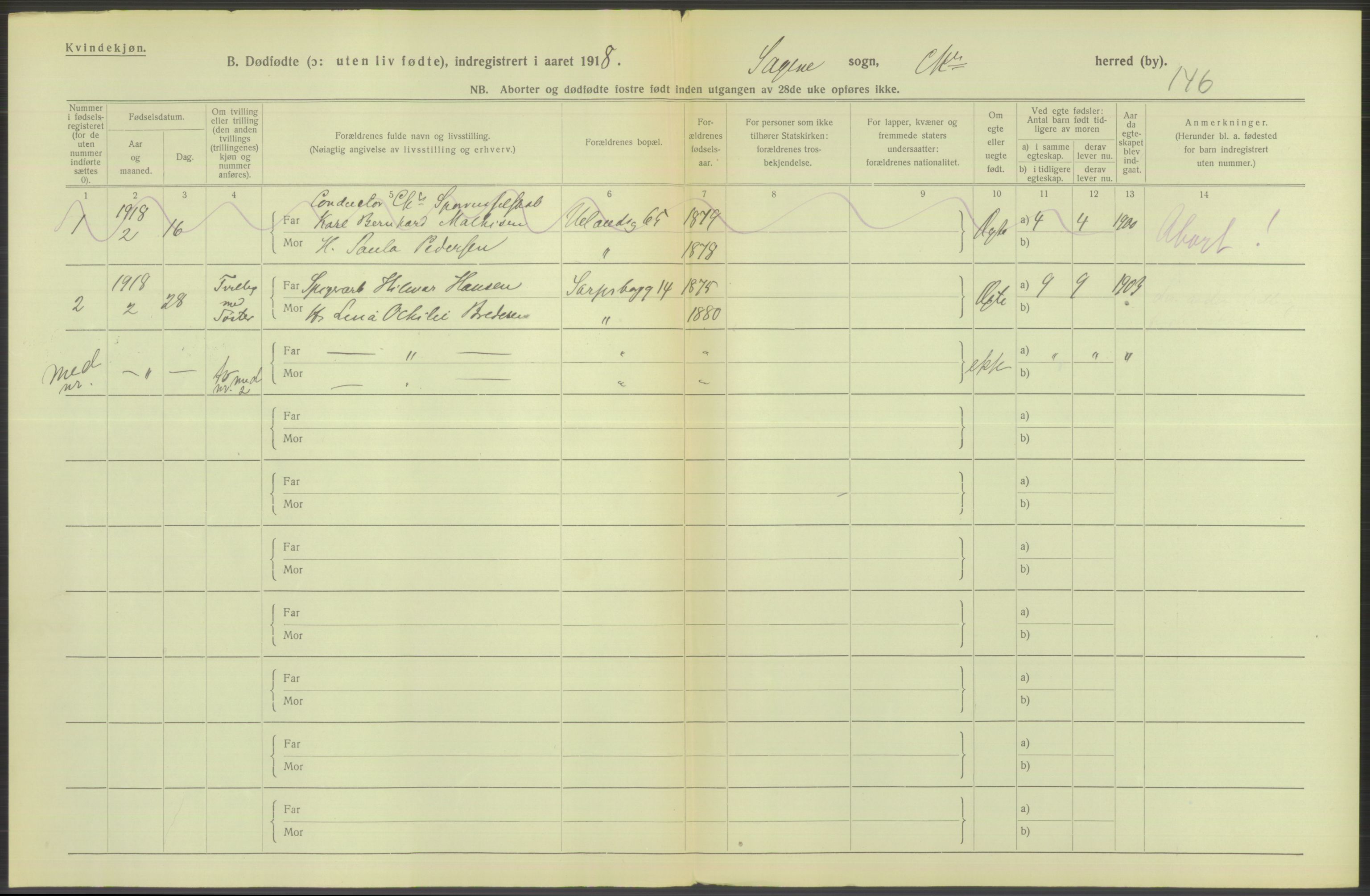 Statistisk sentralbyrå, Sosiodemografiske emner, Befolkning, AV/RA-S-2228/D/Df/Dfb/Dfbh/L0011: Kristiania: Døde, dødfødte, 1918, p. 694