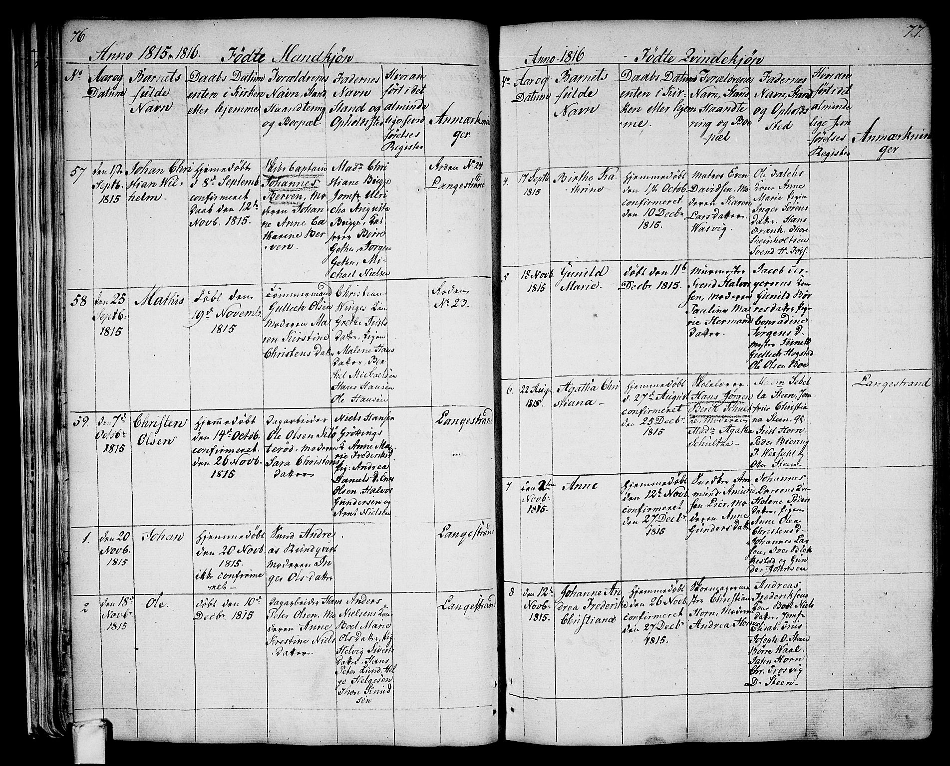 Larvik kirkebøker, AV/SAKO-A-352/G/Ga/L0002: Parish register (copy) no. I 2, 1807-1830, p. 76-77