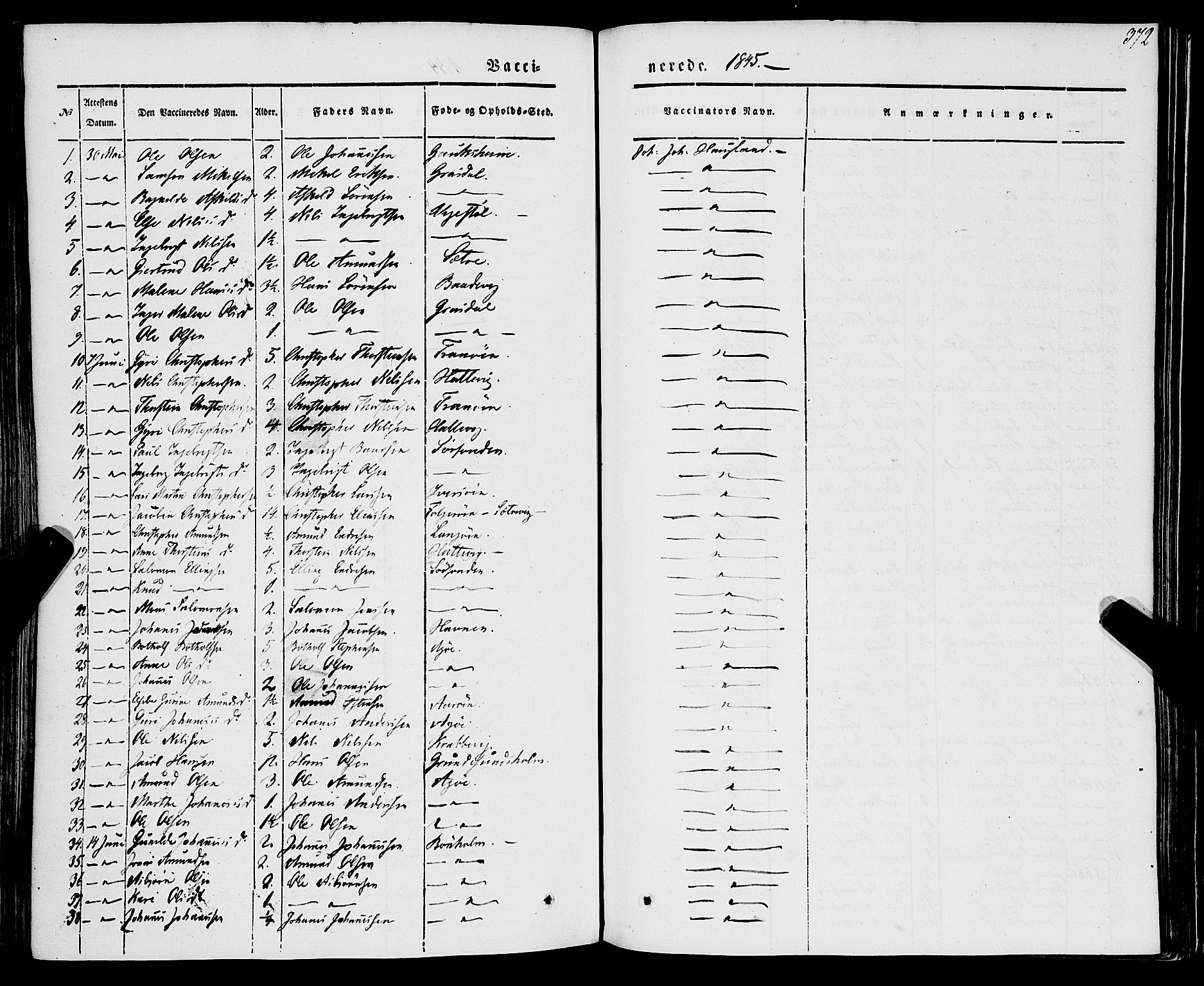 Stord sokneprestembete, SAB/A-78201/H/Haa: Parish register (official) no. A 7, 1841-1861, p. 372