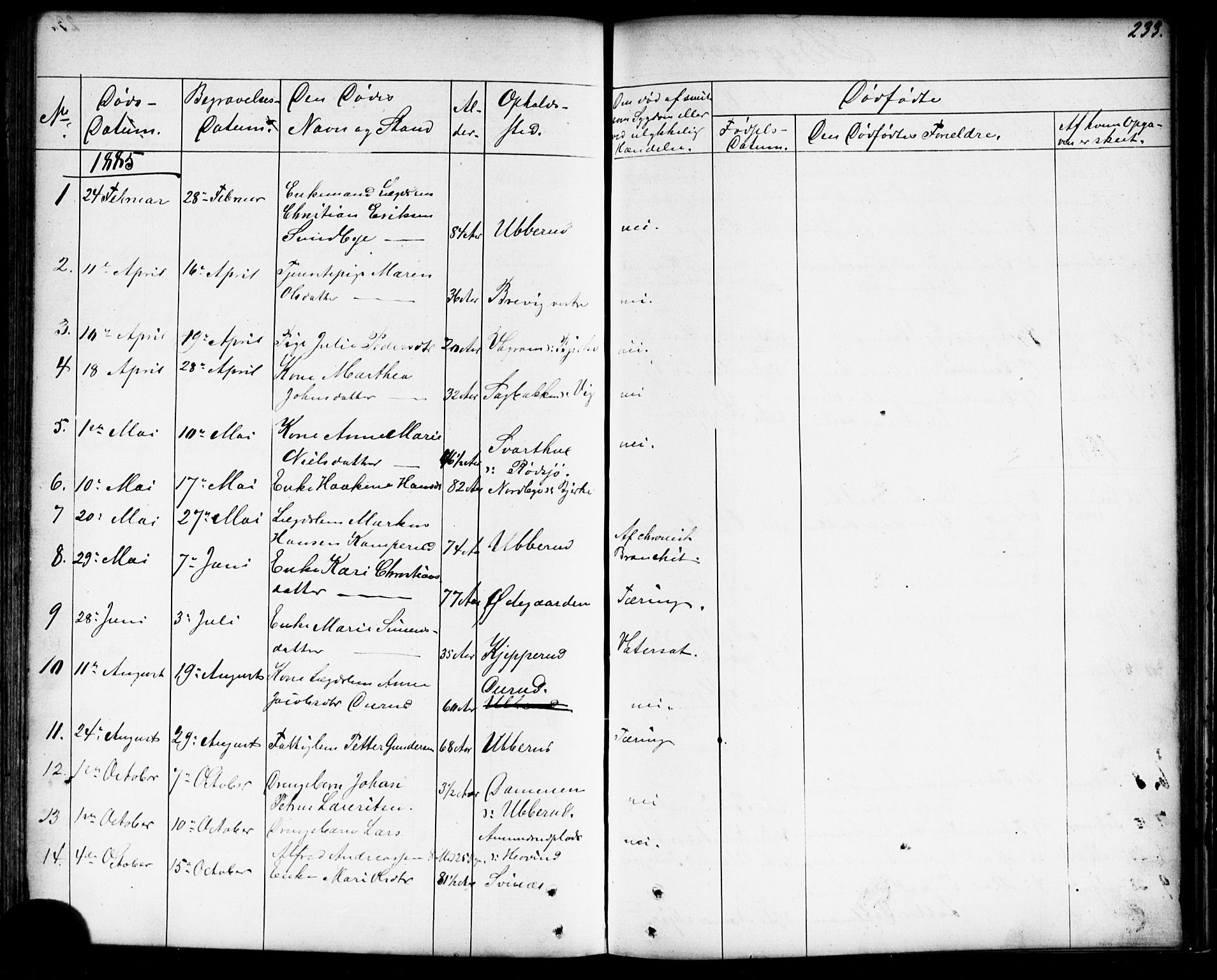 Enebakk prestekontor Kirkebøker, AV/SAO-A-10171c/G/Gb/L0001: Parish register (copy) no. II 1, 1859-1890, p. 233