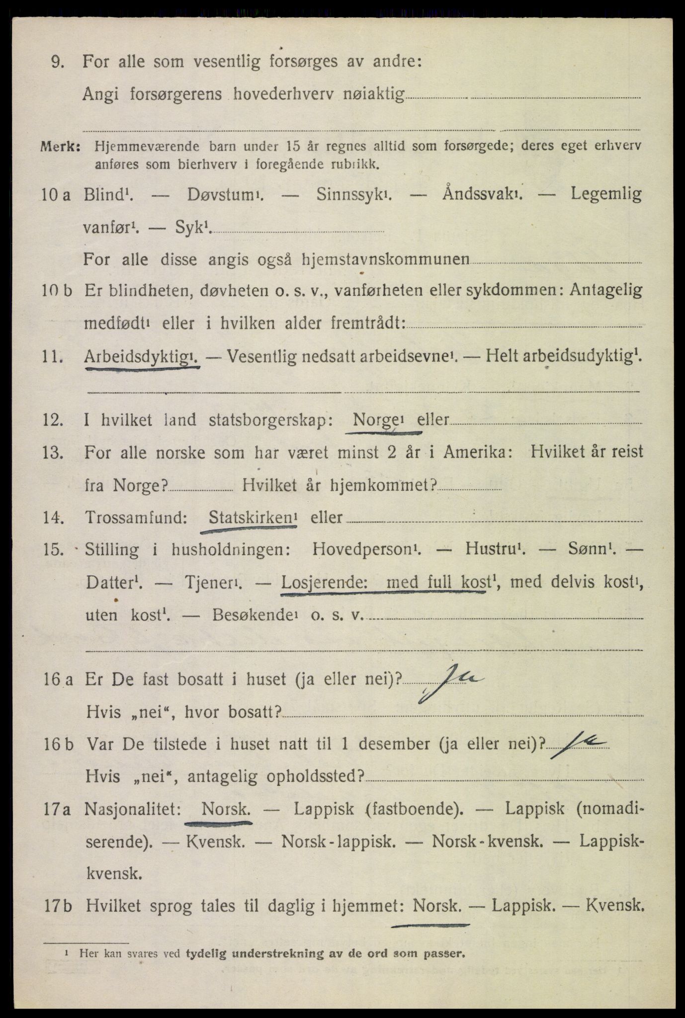 SAT, 1920 census for Vågan, 1920, p. 5388