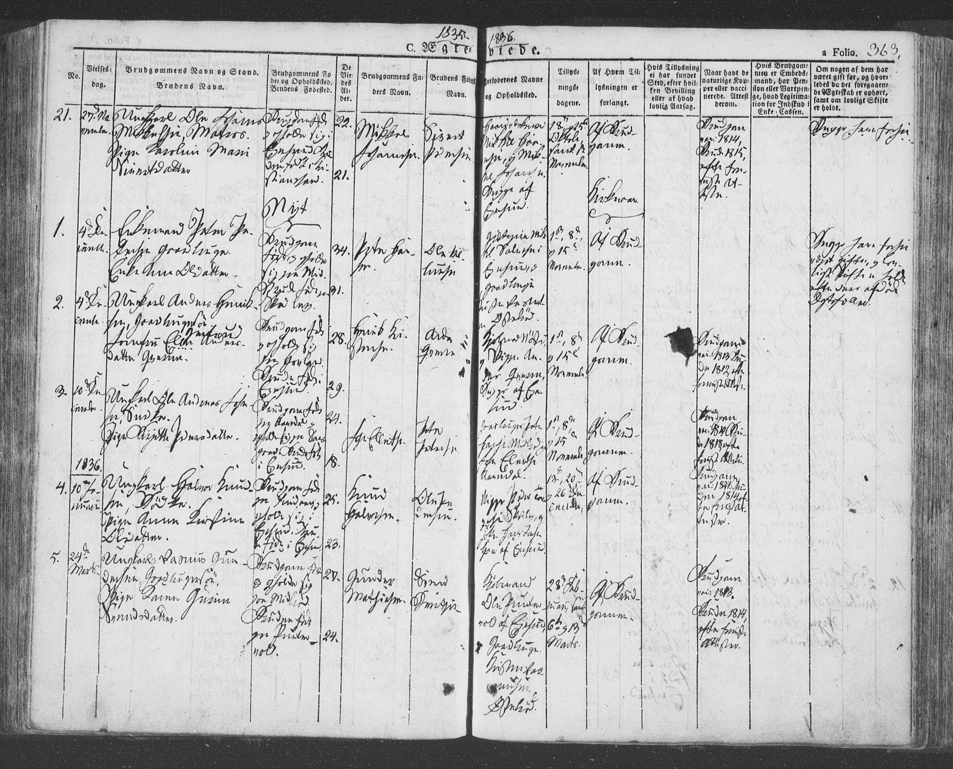 Eigersund sokneprestkontor, SAST/A-101807/S08/L0009: Parish register (official) no. A 9, 1827-1850, p. 363