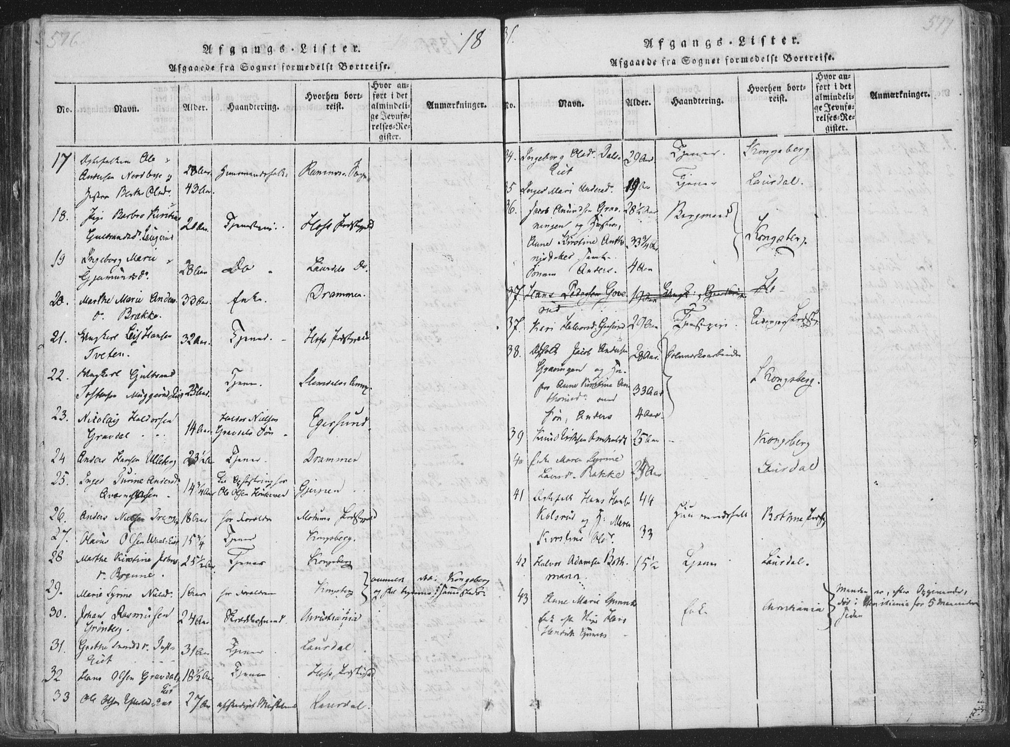 Sandsvær kirkebøker, SAKO/A-244/F/Fa/L0004: Parish register (official) no. I 4, 1817-1839, p. 576-577