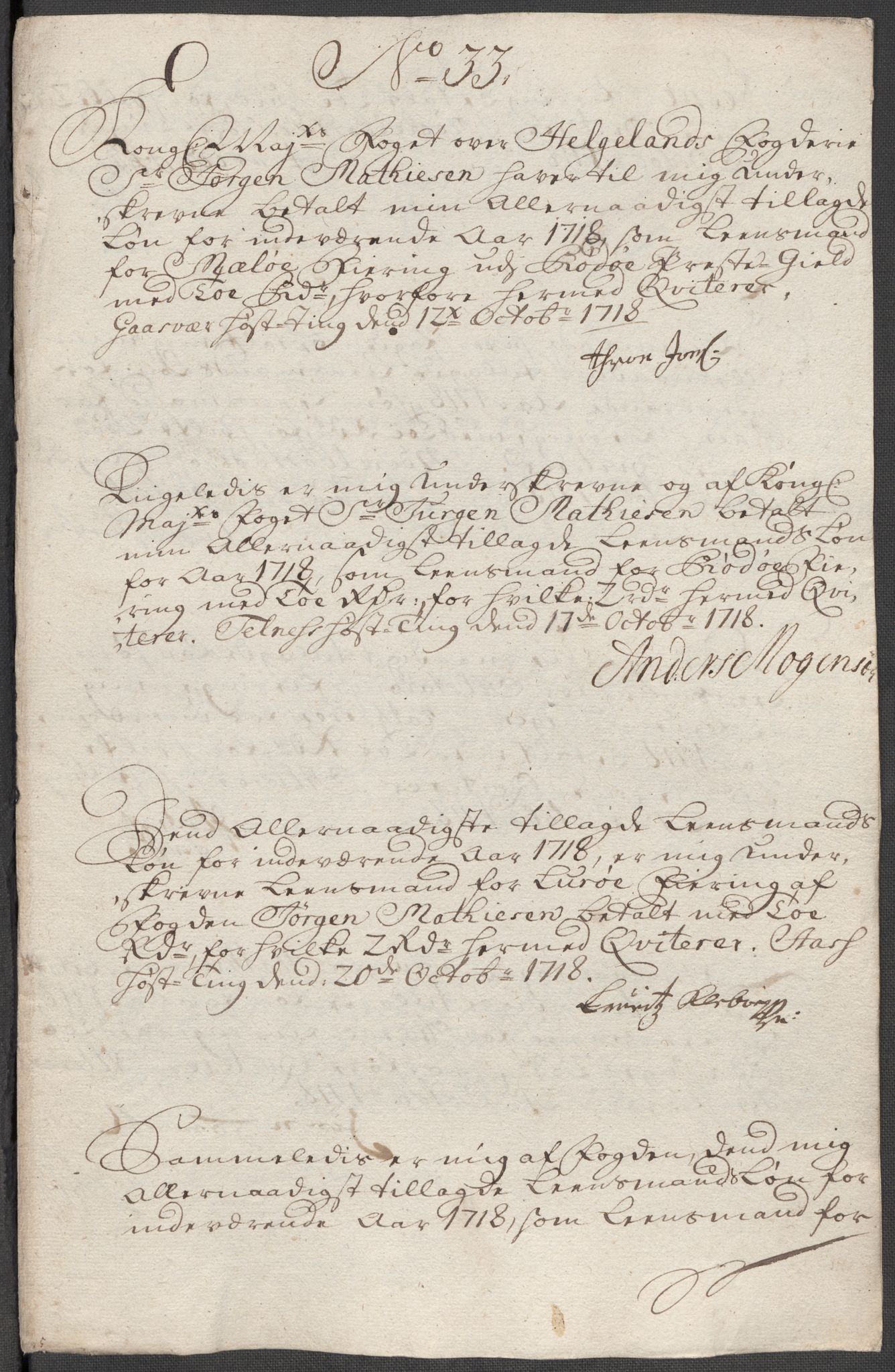Rentekammeret inntil 1814, Reviderte regnskaper, Fogderegnskap, AV/RA-EA-4092/R65/L4516: Fogderegnskap Helgeland, 1718, p. 249