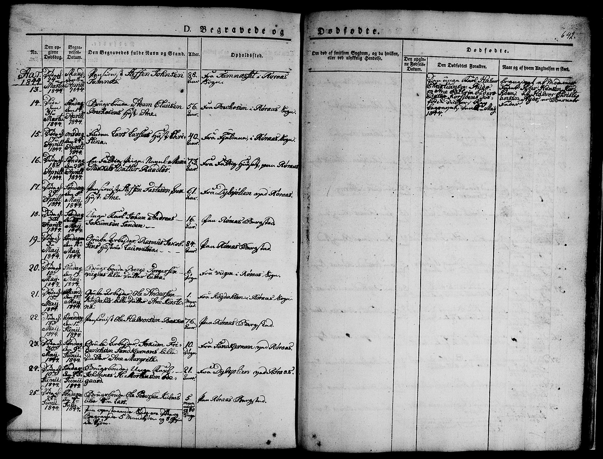 Ministerialprotokoller, klokkerbøker og fødselsregistre - Sør-Trøndelag, AV/SAT-A-1456/681/L0939: Parish register (copy) no. 681C03, 1829-1855, p. 642