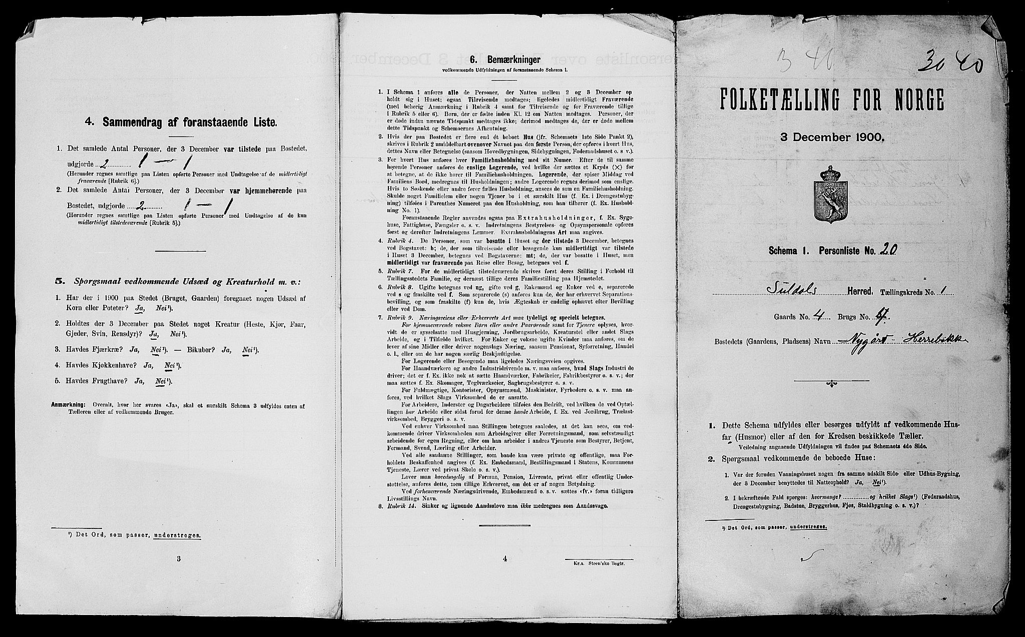 SAST, 1900 census for Suldal, 1900, p. 36