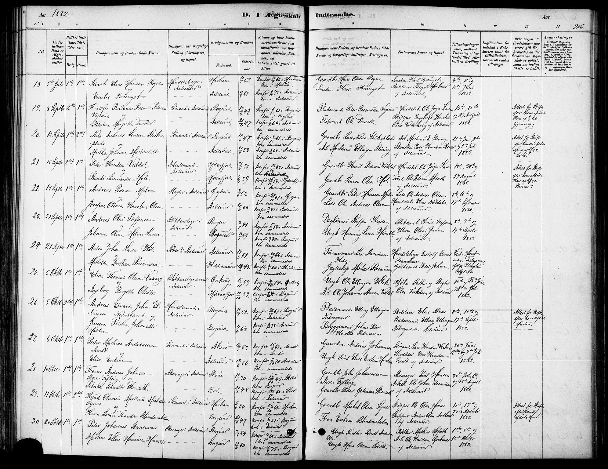 Ministerialprotokoller, klokkerbøker og fødselsregistre - Møre og Romsdal, SAT/A-1454/529/L0454: Parish register (official) no. 529A04, 1878-1885, p. 216