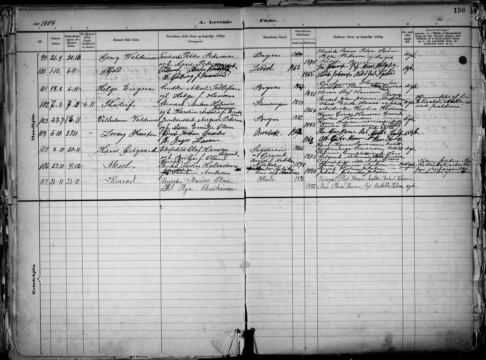 Østre Aker prestekontor Kirkebøker, AV/SAO-A-10840/F/Fa/L0010: Parish register (official) no. I 10, 1895-1912, p. 156