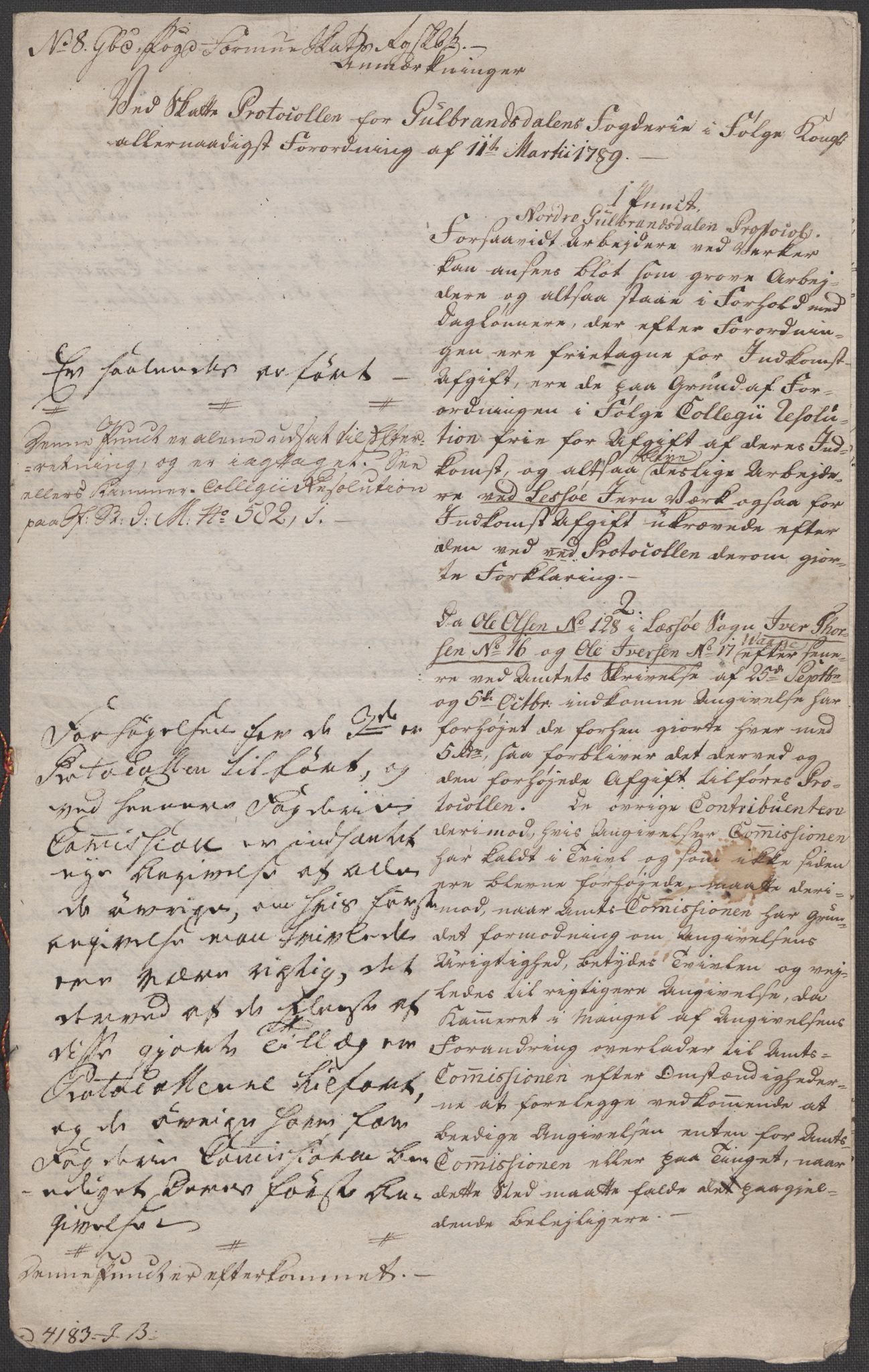 Rentekammeret inntil 1814, Reviderte regnskaper, Mindre regnskaper, RA/EA-4068/Rf/Rfe/L0010: Fosen fogderi, Gudbrandsdalen fogderi, 1789, p. 122