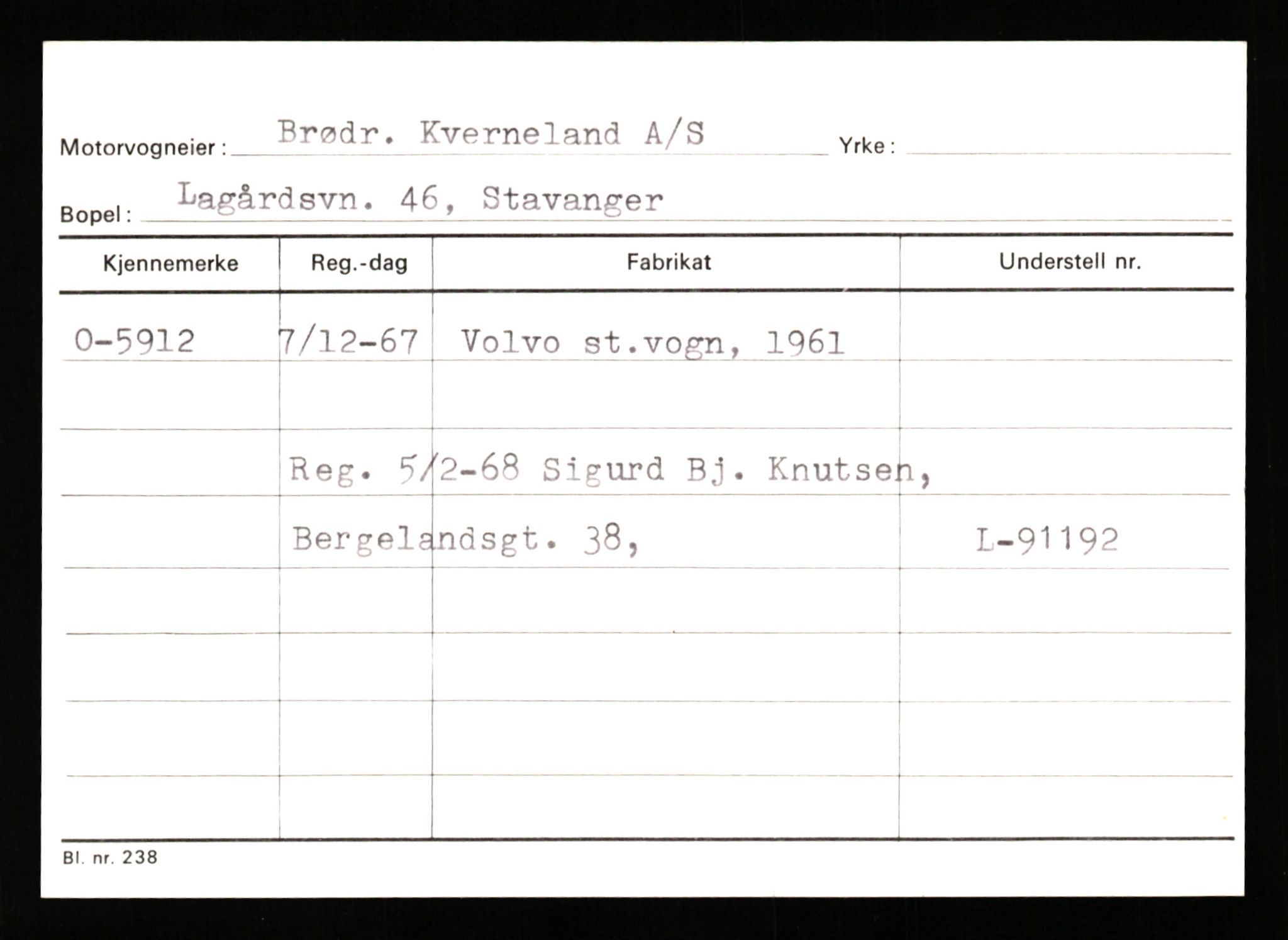 Stavanger trafikkstasjon, AV/SAST-A-101942/0/G/L0002: Registreringsnummer: 5791 - 10405, 1930-1971, p. 67