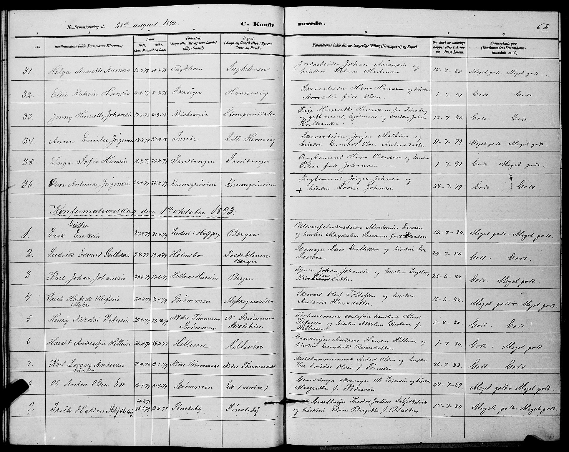 Strømm kirkebøker, SAKO/A-322/G/Ga/L0003: Parish register (copy) no. I 3, 1889-1896, p. 63