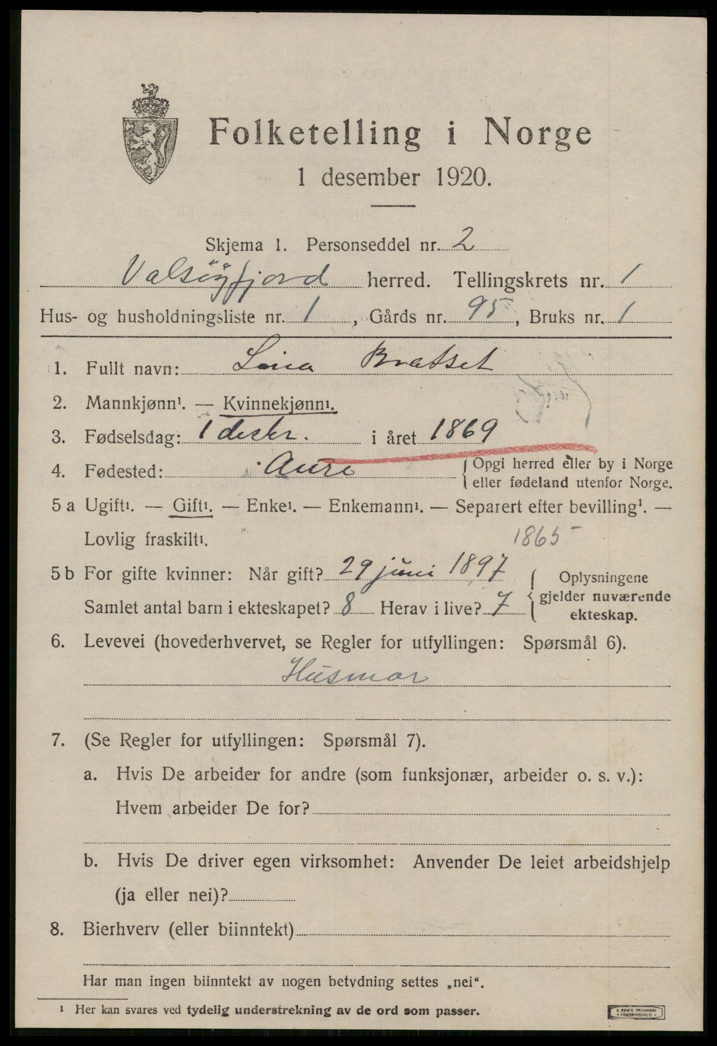 SAT, 1920 census for Valsøyfjord, 1920, p. 449