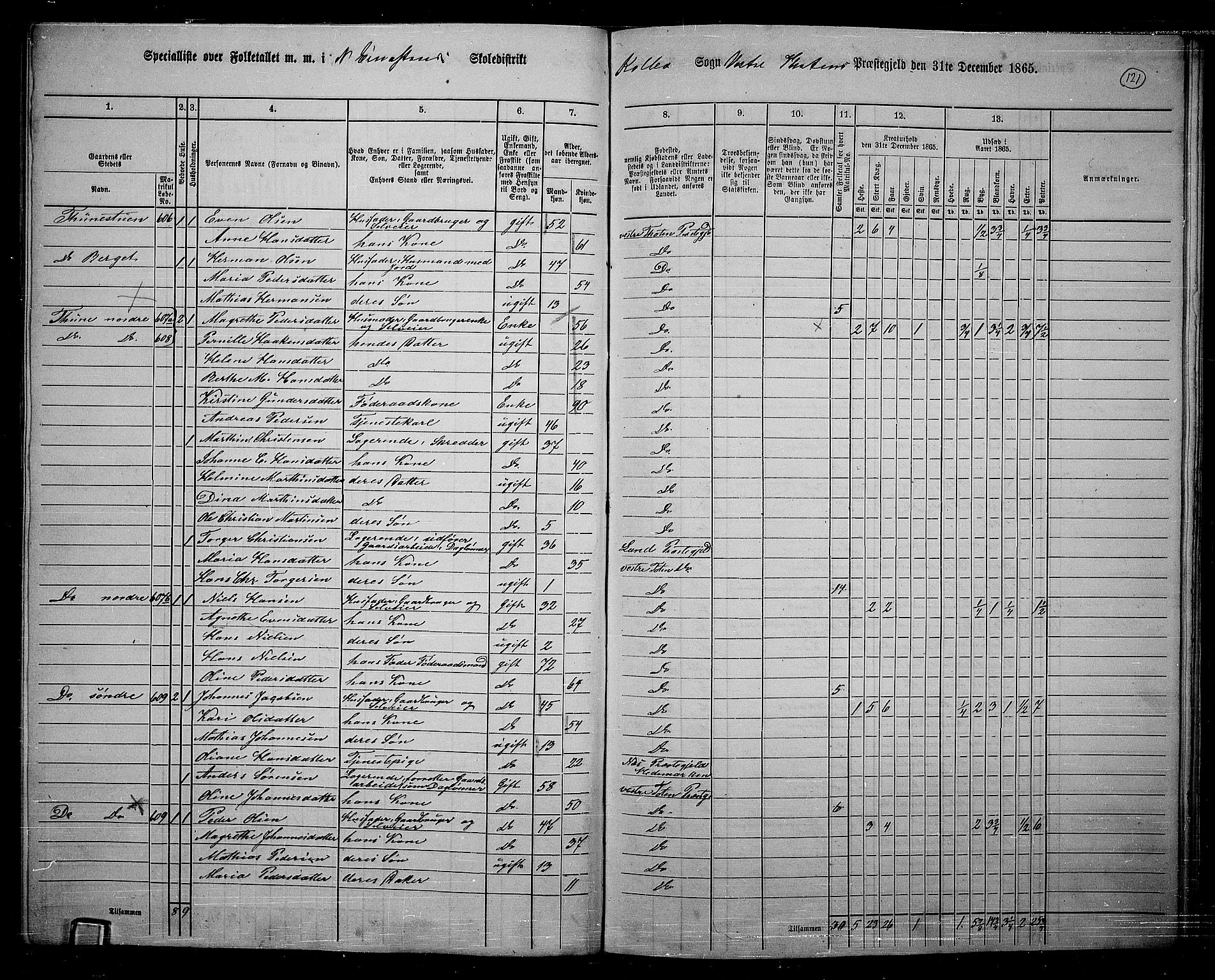 RA, 1865 census for Vestre Toten, 1865, p. 270