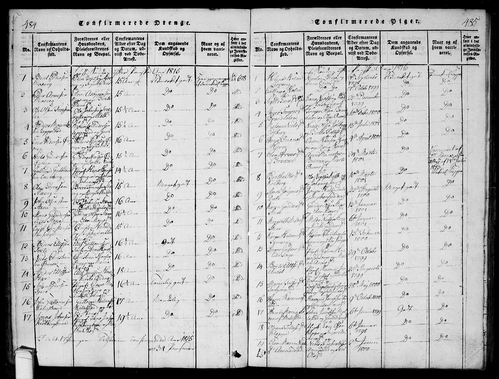 Onsøy prestekontor Kirkebøker, SAO/A-10914/F/Fa/L0002: Parish register (official) no. I 2, 1814-1840, p. 484-485