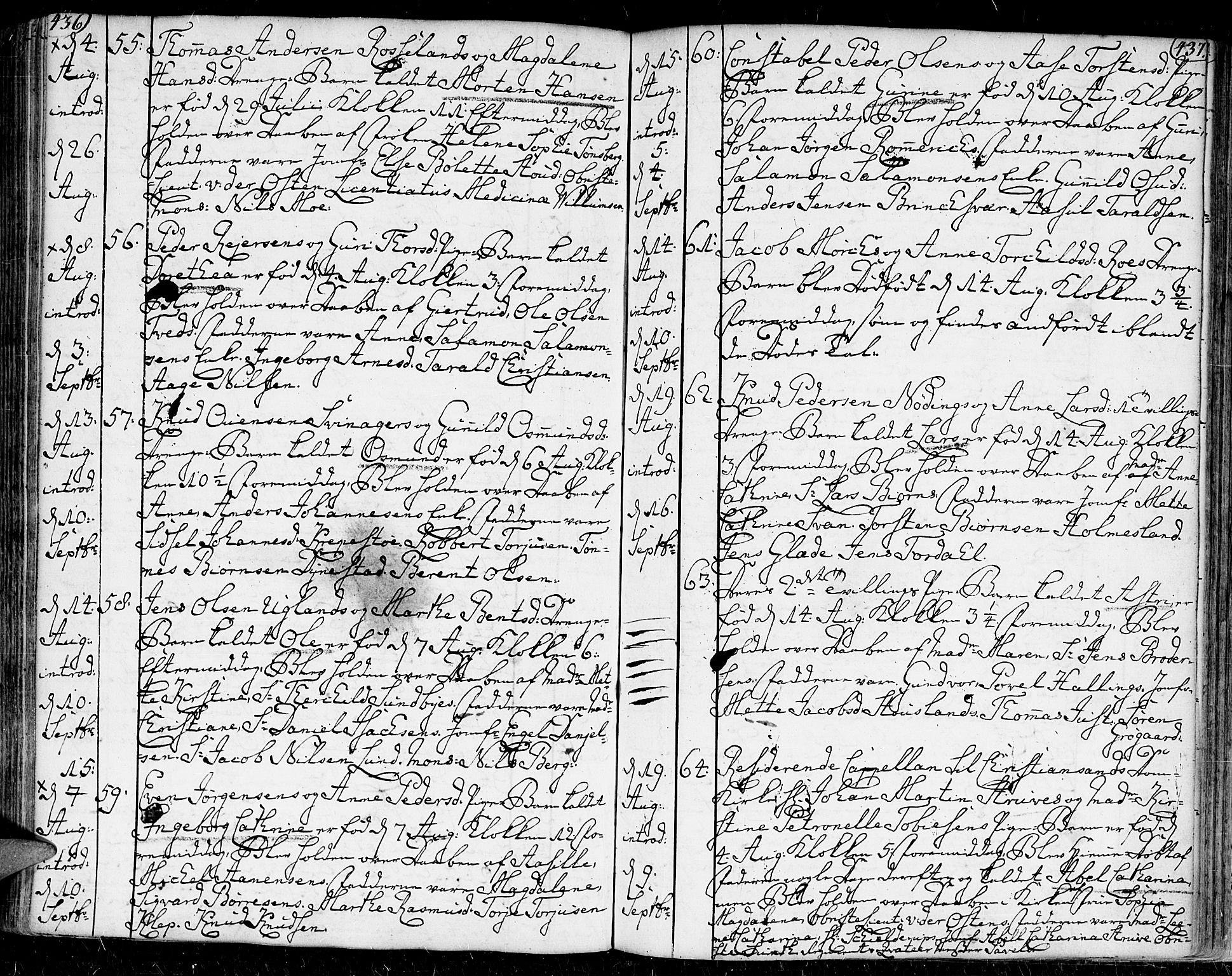 Kristiansand domprosti, SAK/1112-0006/F/Fa/L0002: Parish register (official) no. A 2, 1755-1778, p. 436-437