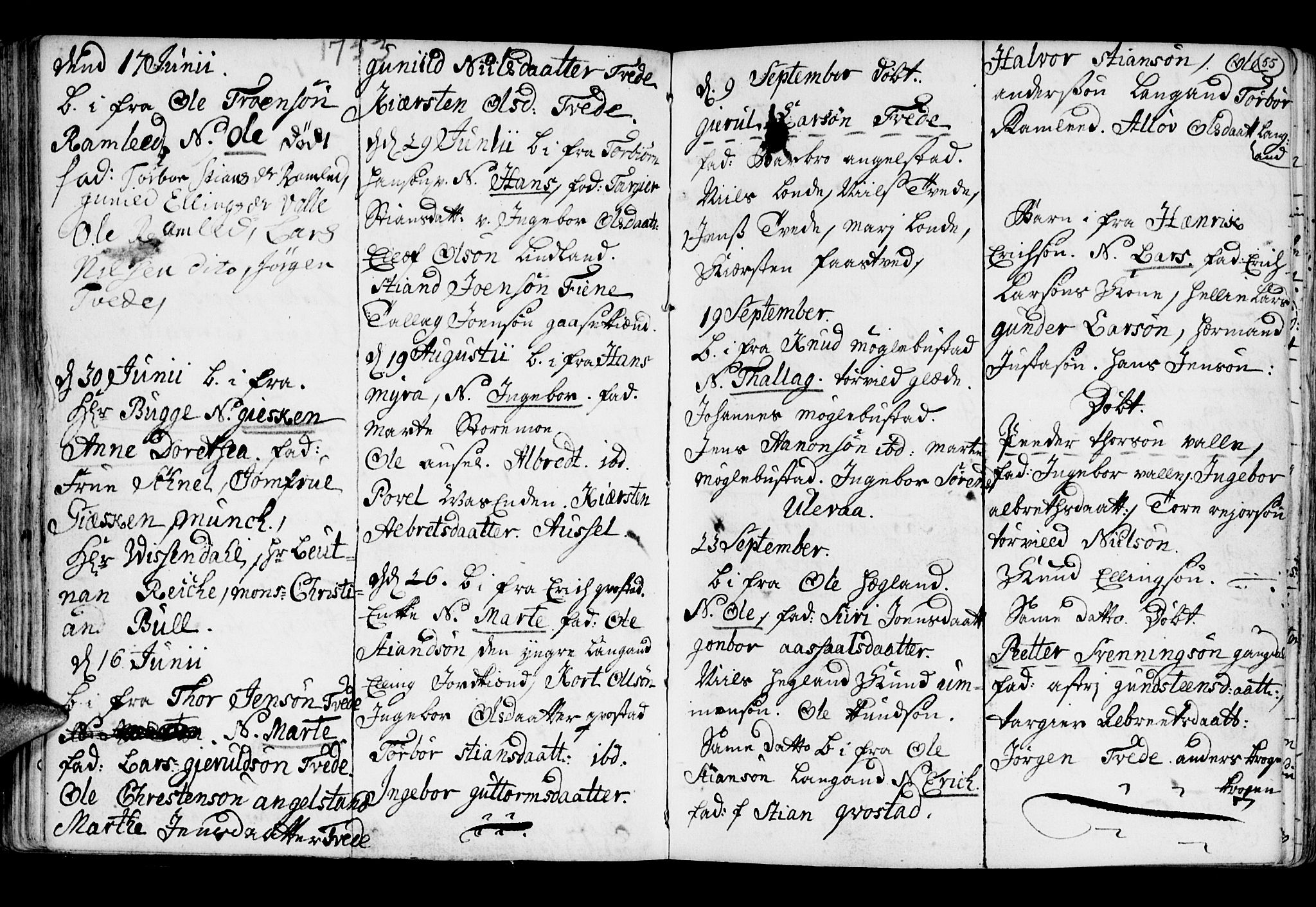 Holt sokneprestkontor, SAK/1111-0021/F/Fb/L0005: Parish register (copy) no. B 5, 1746-1764, p. 55