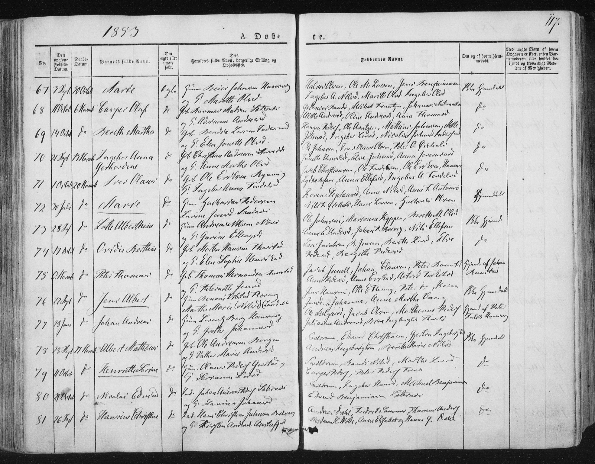 Ministerialprotokoller, klokkerbøker og fødselsregistre - Nord-Trøndelag, SAT/A-1458/784/L0669: Parish register (official) no. 784A04, 1829-1859, p. 117