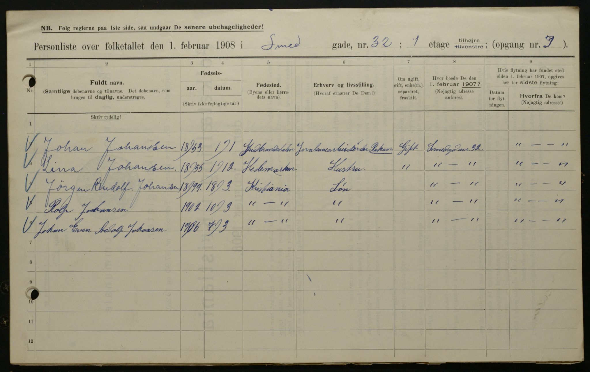 OBA, Municipal Census 1908 for Kristiania, 1908, p. 87648