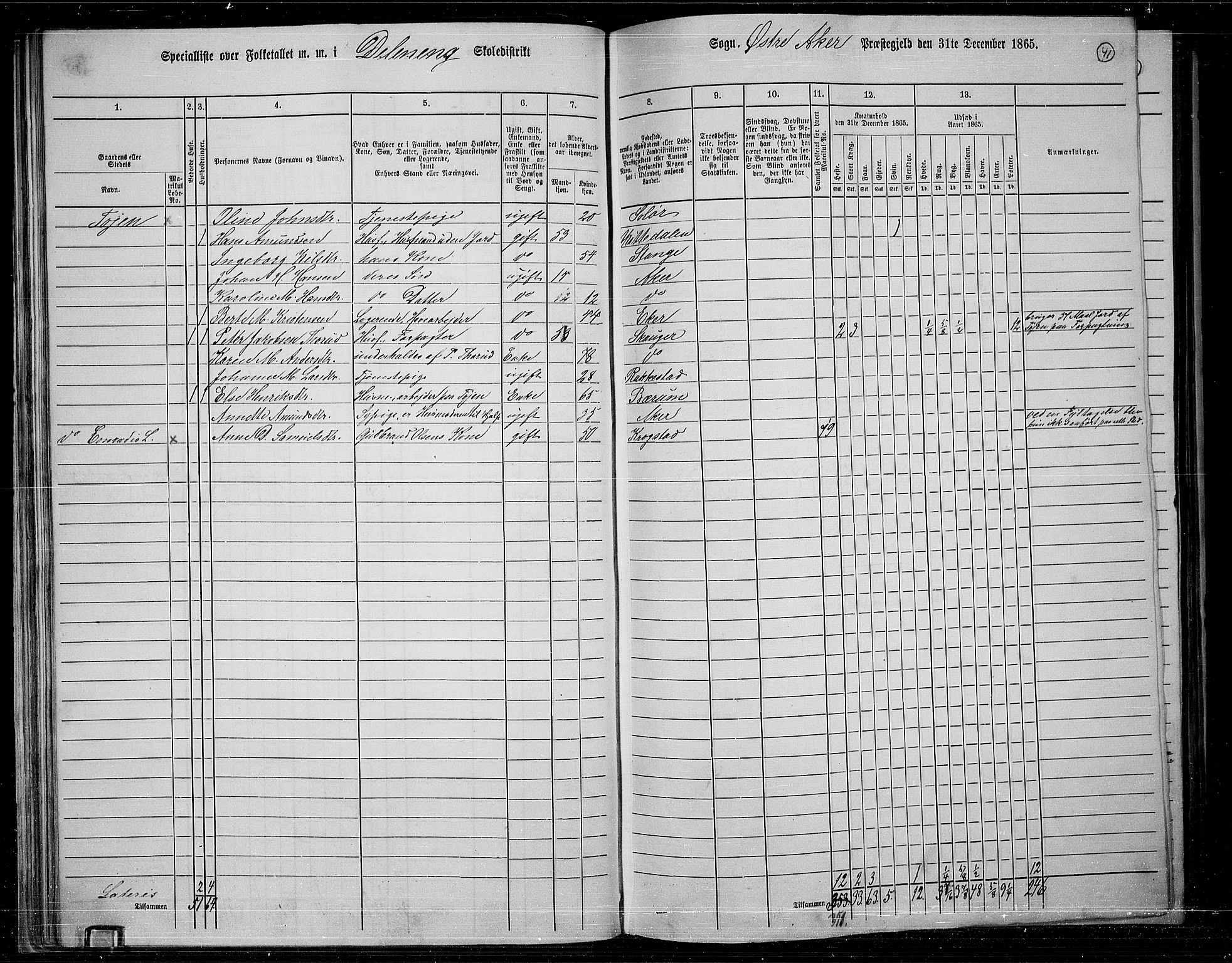 RA, 1865 census for Østre Aker, 1865, p. 38