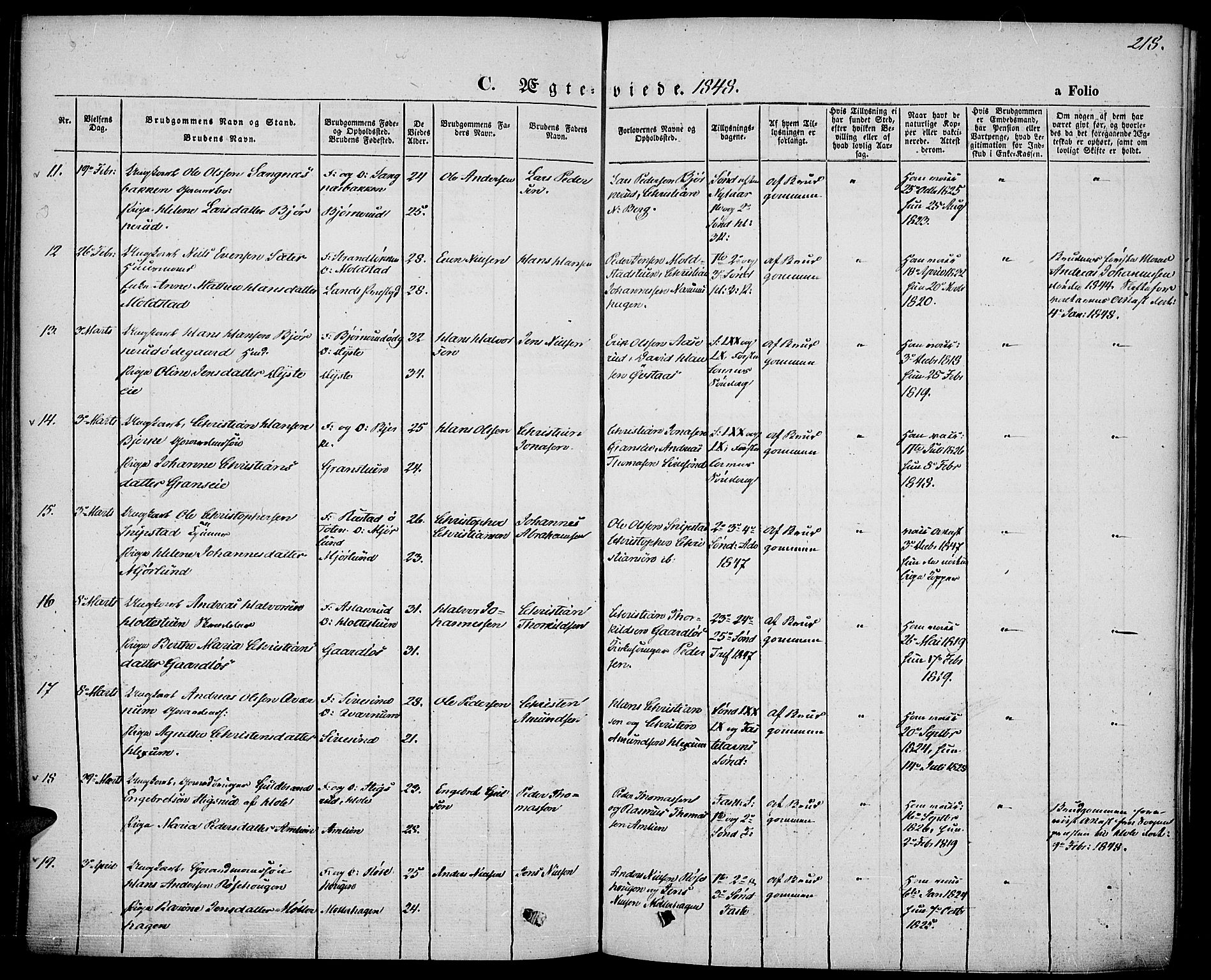 Vestre Toten prestekontor, SAH/PREST-108/H/Ha/Haa/L0004: Parish register (official) no. 4, 1844-1849, p. 218