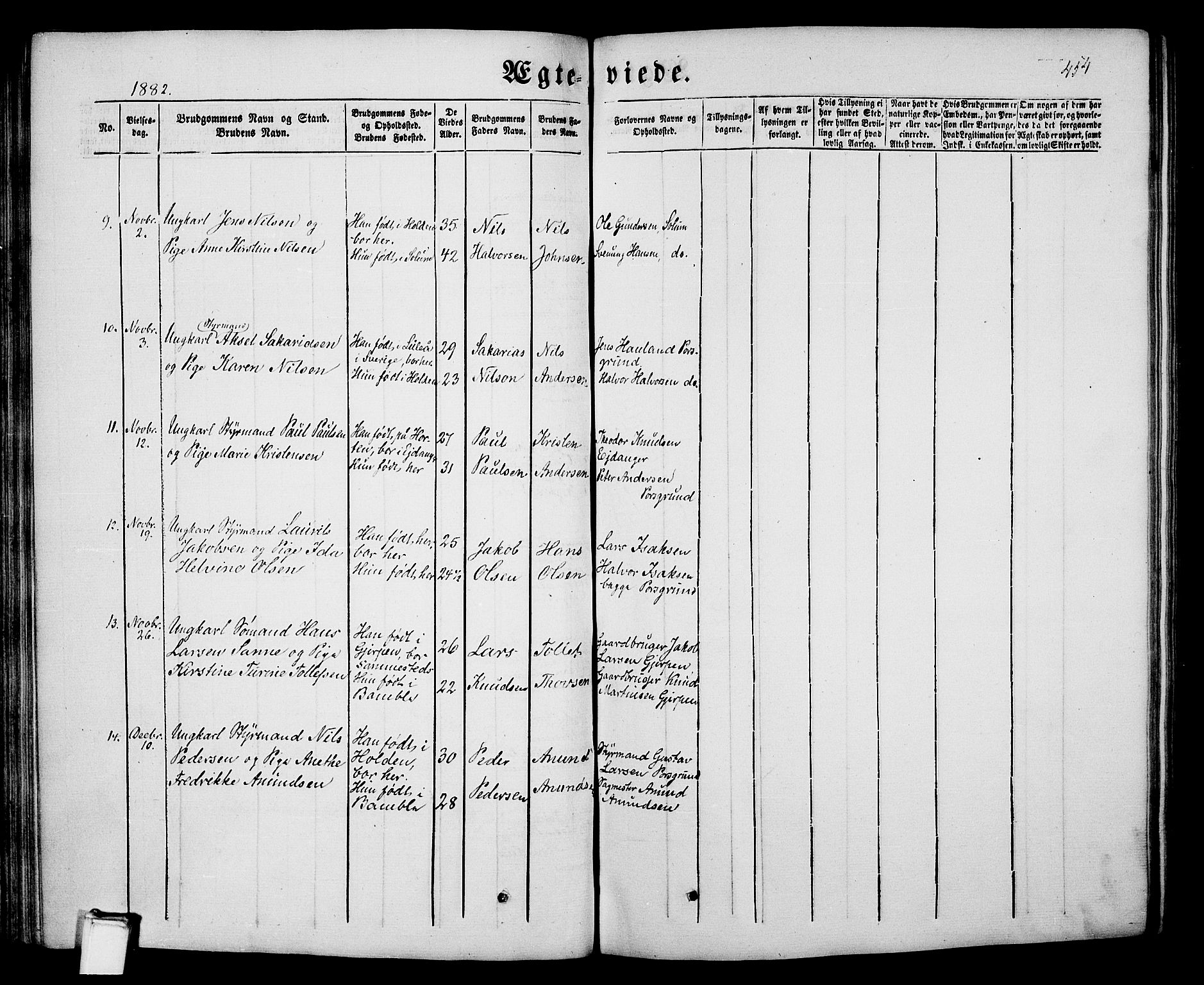 Porsgrunn kirkebøker , SAKO/A-104/G/Gb/L0004: Parish register (copy) no. II 4, 1853-1882, p. 454