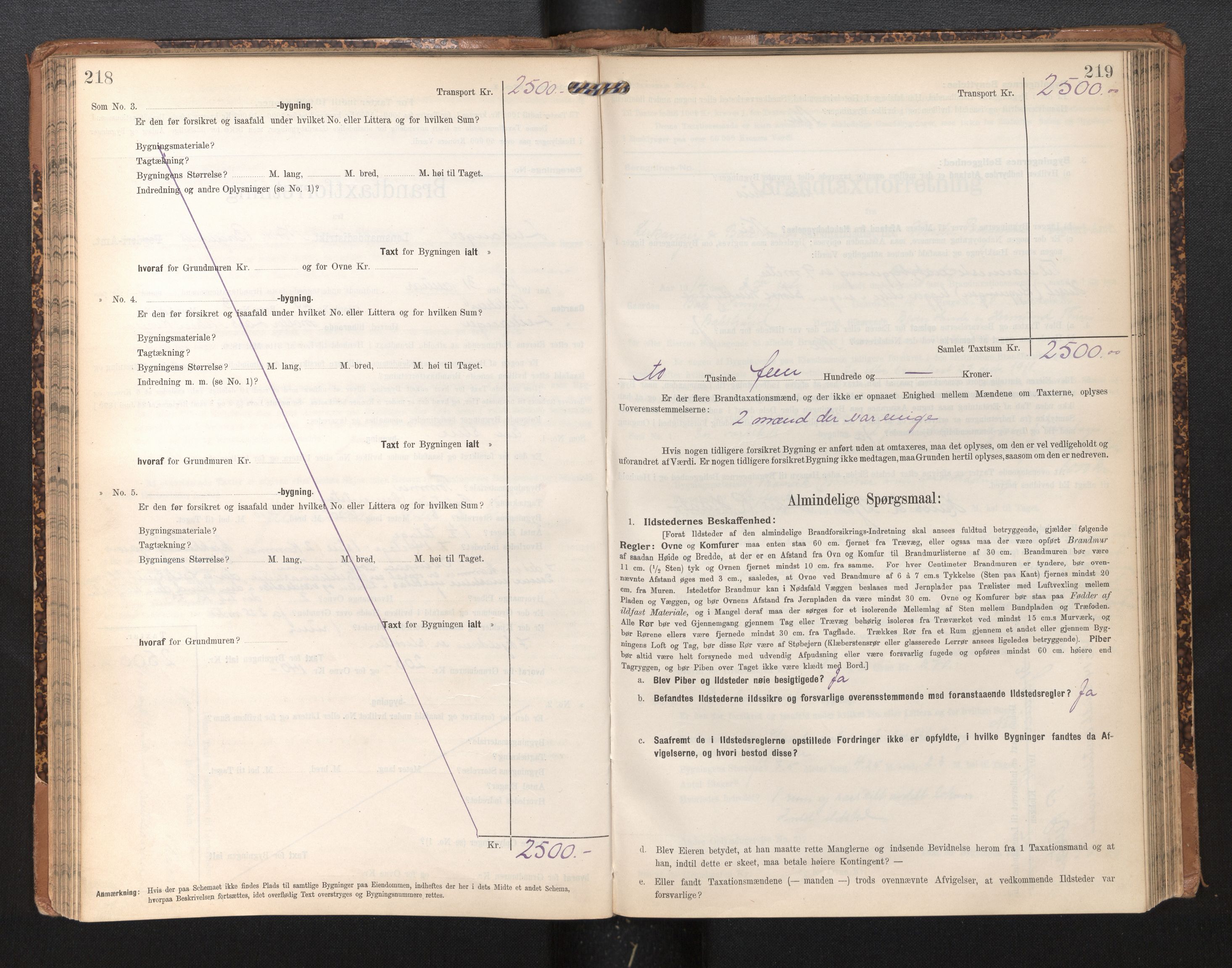 Lensmannen i Leikanger, SAB/A-29201/0012/L0005: Branntakstprotokoll, skjematakst, 1907-1917, p. 218-219