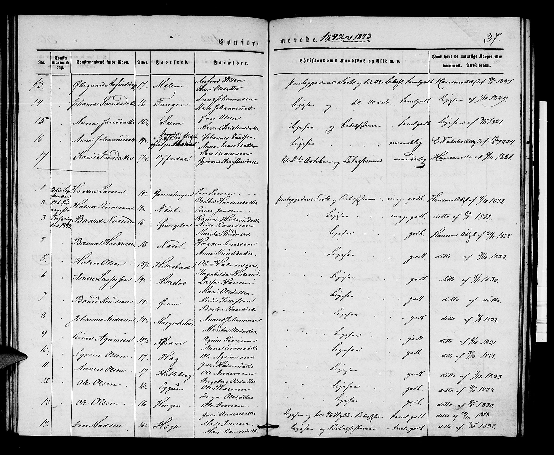 Lærdal sokneprestembete, SAB/A-81201: Parish register (official) no. A 7, 1835-1846, p. 37
