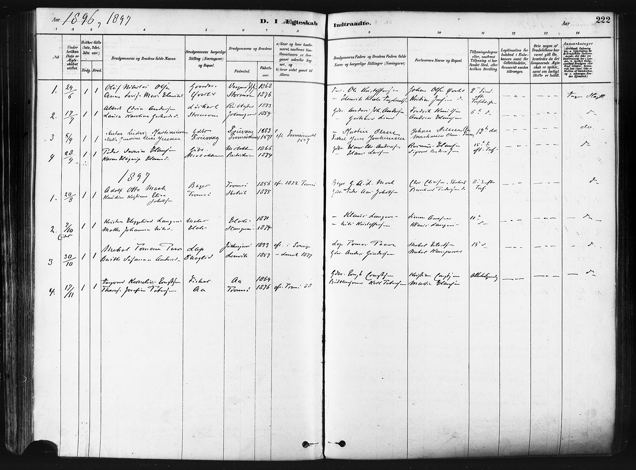 Tranøy sokneprestkontor, SATØ/S-1313/I/Ia/Iaa/L0009kirke: Parish register (official) no. 9, 1878-1904, p. 222