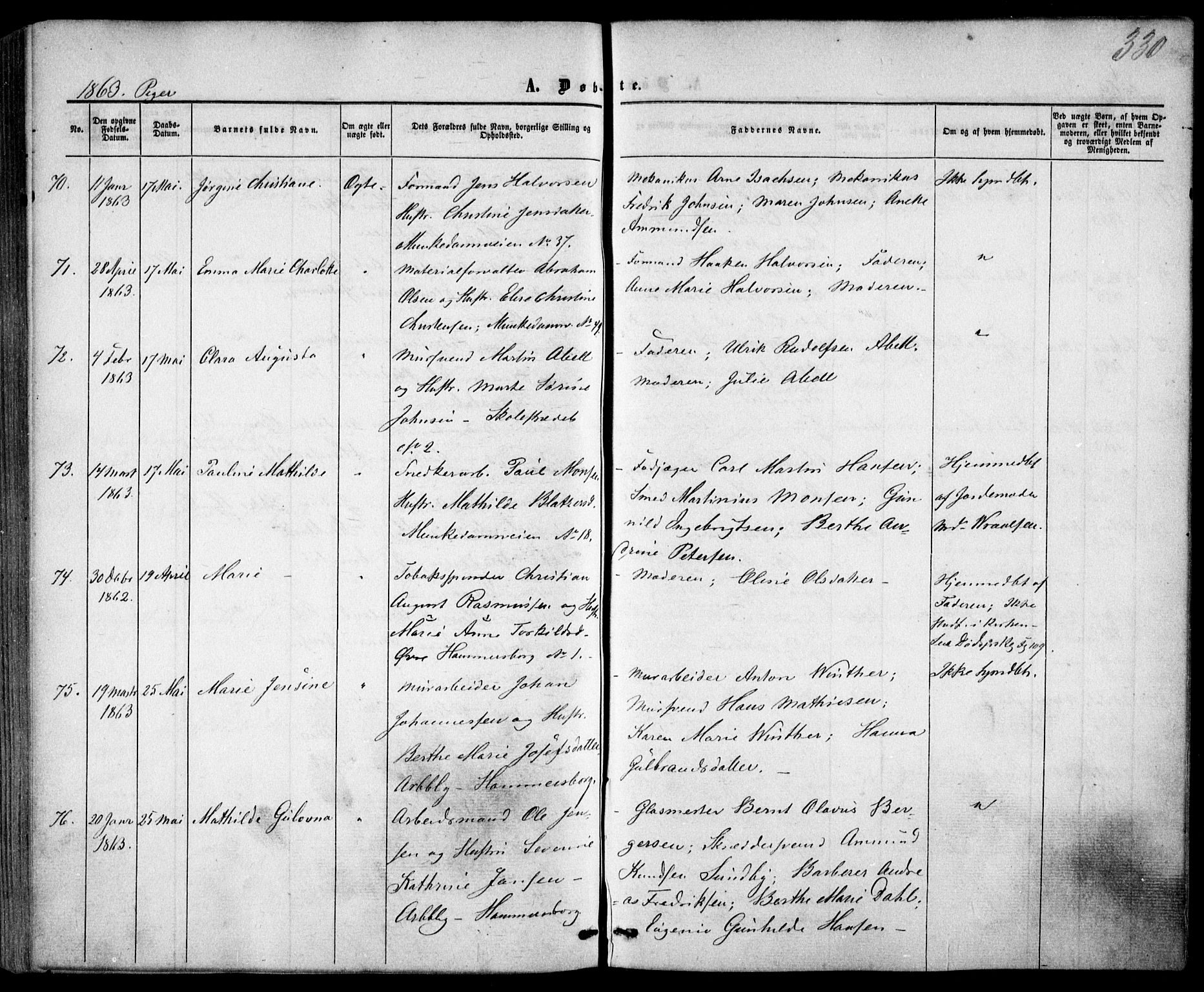 Trefoldighet prestekontor Kirkebøker, SAO/A-10882/F/Fa/L0001: Parish register (official) no. I 1, 1858-1863, p. 330