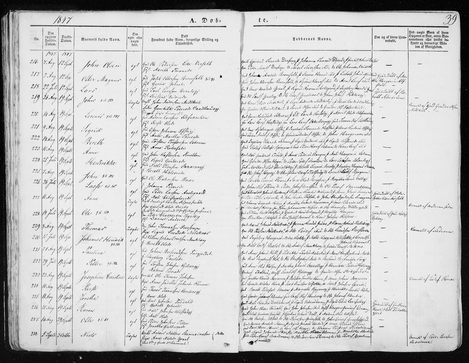 Ministerialprotokoller, klokkerbøker og fødselsregistre - Nord-Trøndelag, SAT/A-1458/709/L0074: Parish register (official) no. 709A14, 1845-1858, p. 39