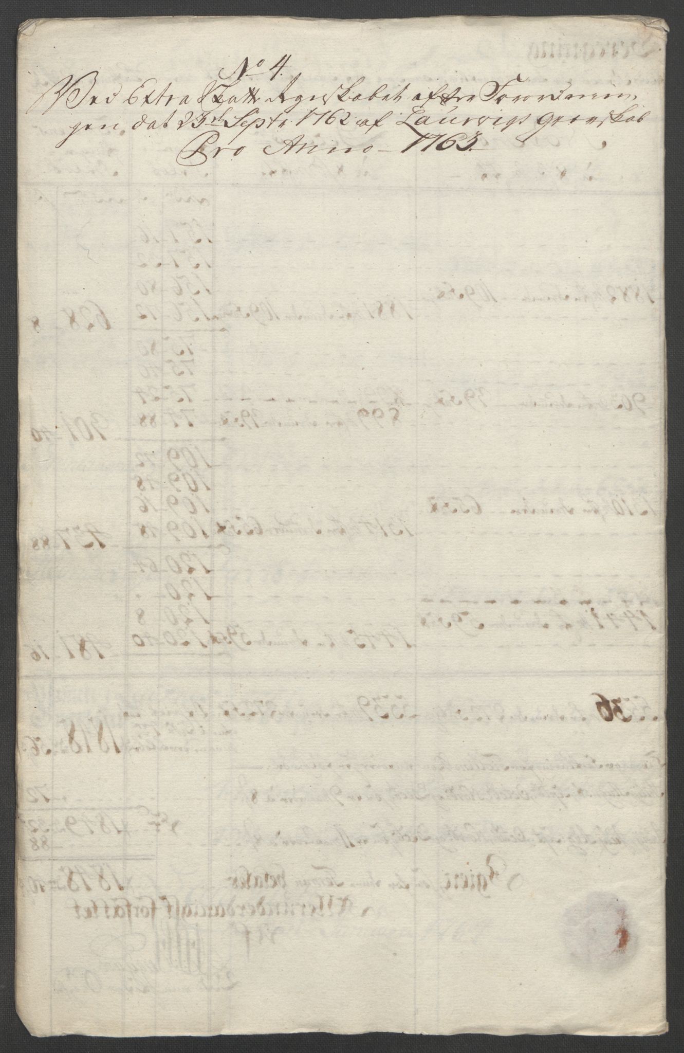 Rentekammeret inntil 1814, Reviderte regnskaper, Fogderegnskap, AV/RA-EA-4092/R33/L2033: Ekstraskatten Larvik grevskap, 1762-1764, p. 138