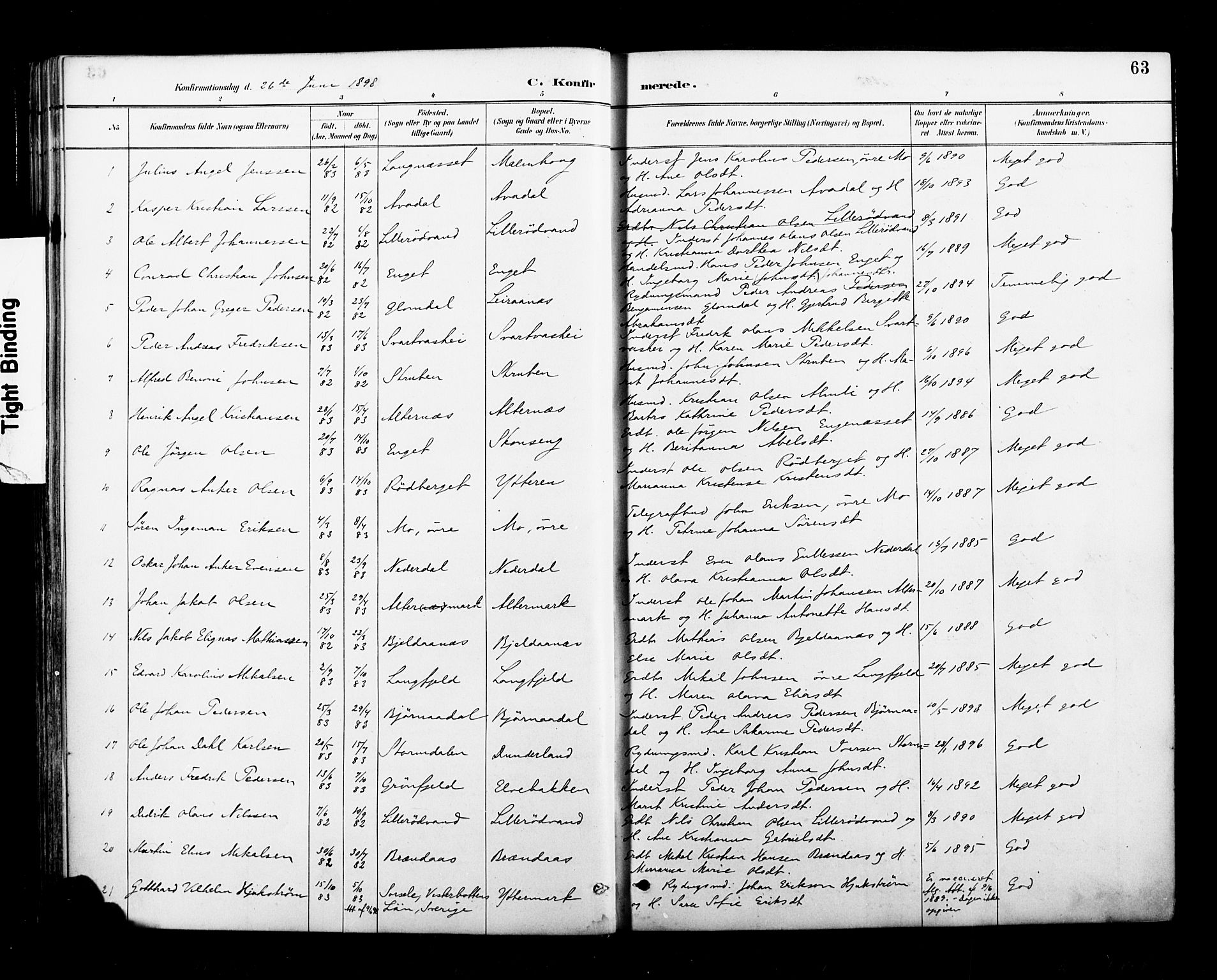 Ministerialprotokoller, klokkerbøker og fødselsregistre - Nordland, SAT/A-1459/827/L0401: Parish register (official) no. 827A13, 1887-1905, p. 63