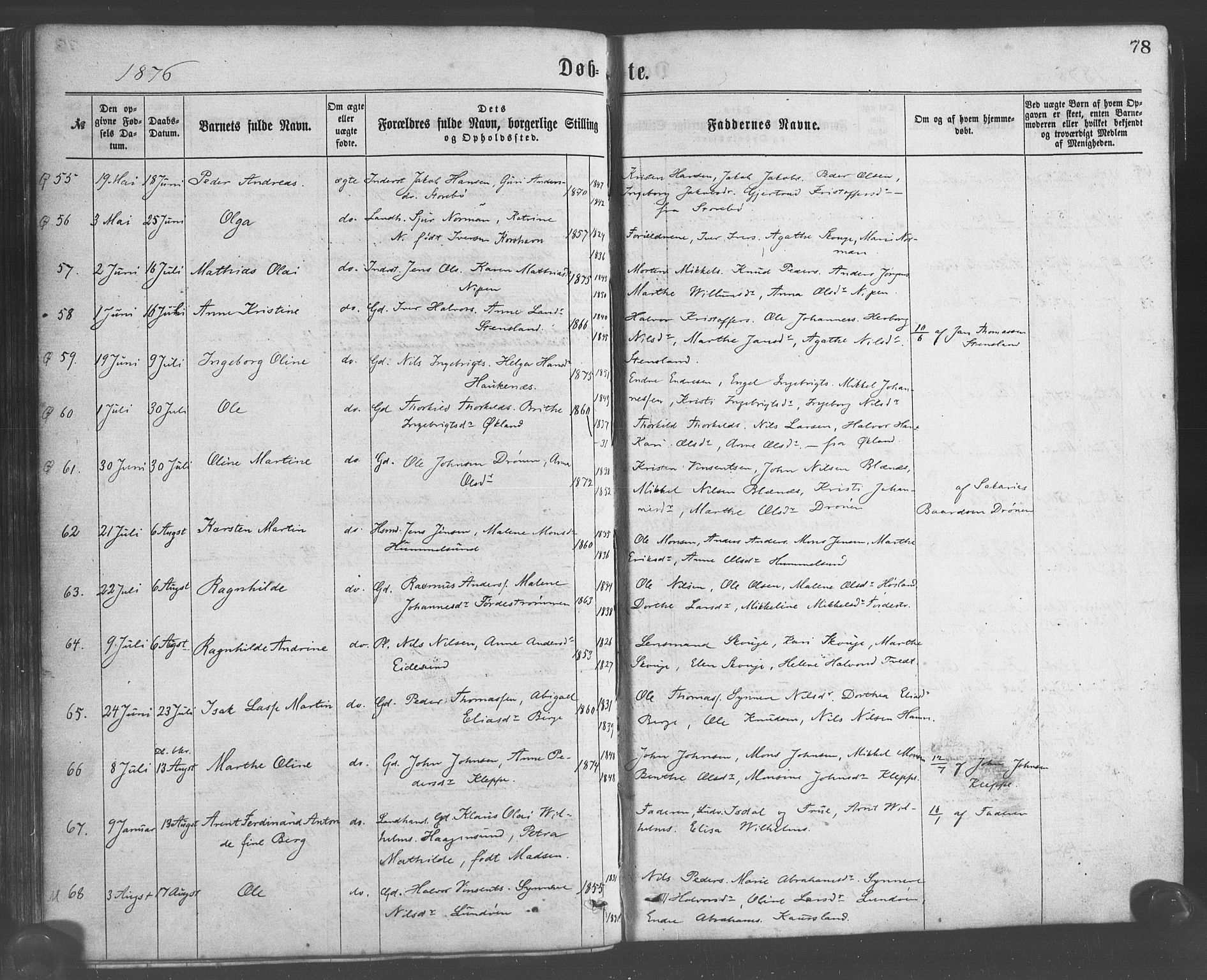 Sund sokneprestembete, AV/SAB-A-99930: Parish register (official) no. A 15, 1867-1881, p. 78