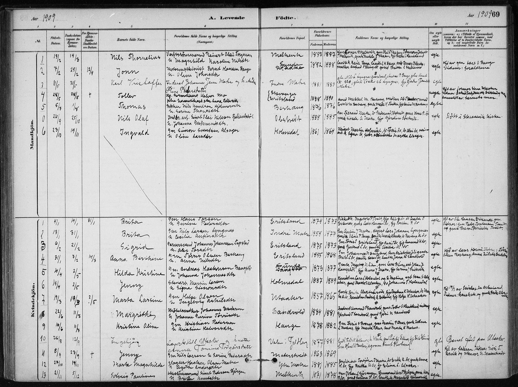 Skånevik sokneprestembete, SAB/A-77801/H/Haa: Parish register (official) no. C  1, 1879-1917, p. 69